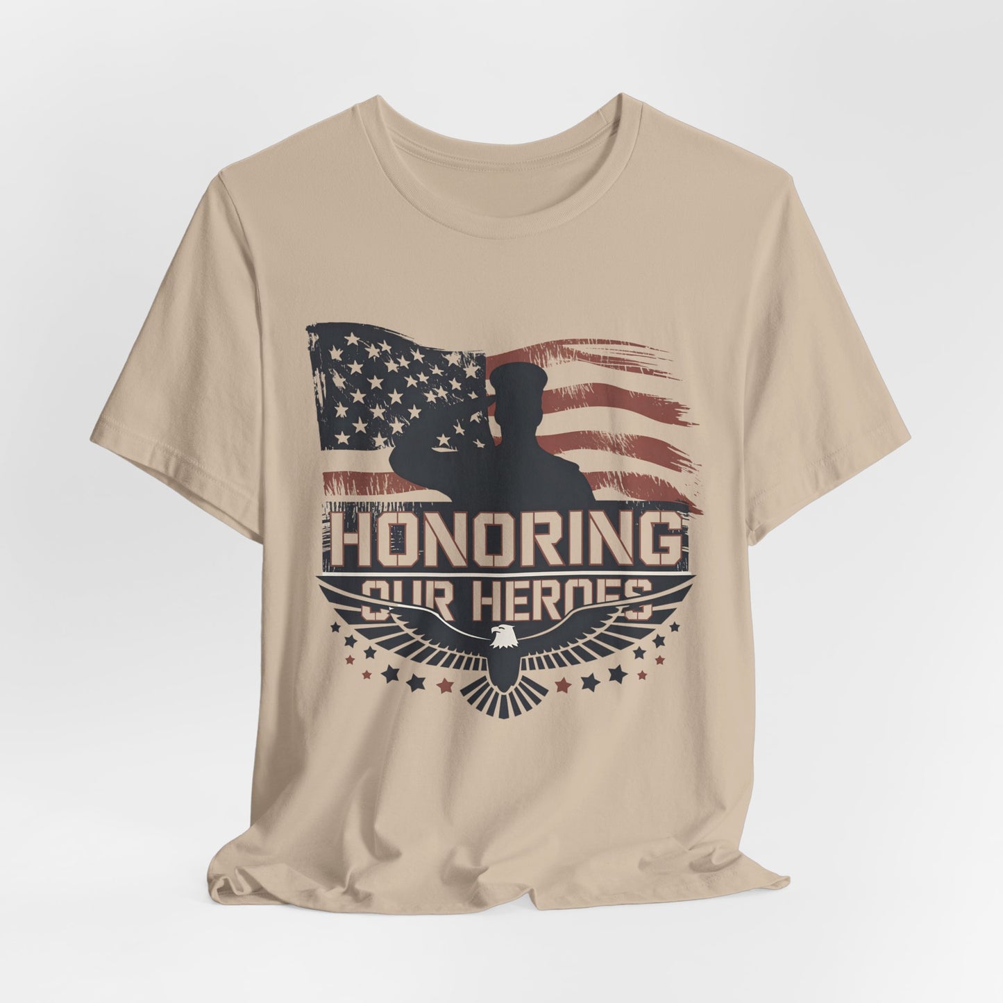 Honoring Our Heroes T-Shirt — American Flag Salute Veteran Memorial Tee