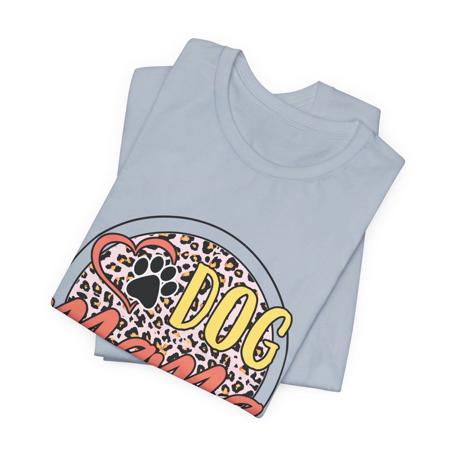 Dog Mama Leopard Circle Tee — Cute Paw Print Graphic T-Shirt for Women
