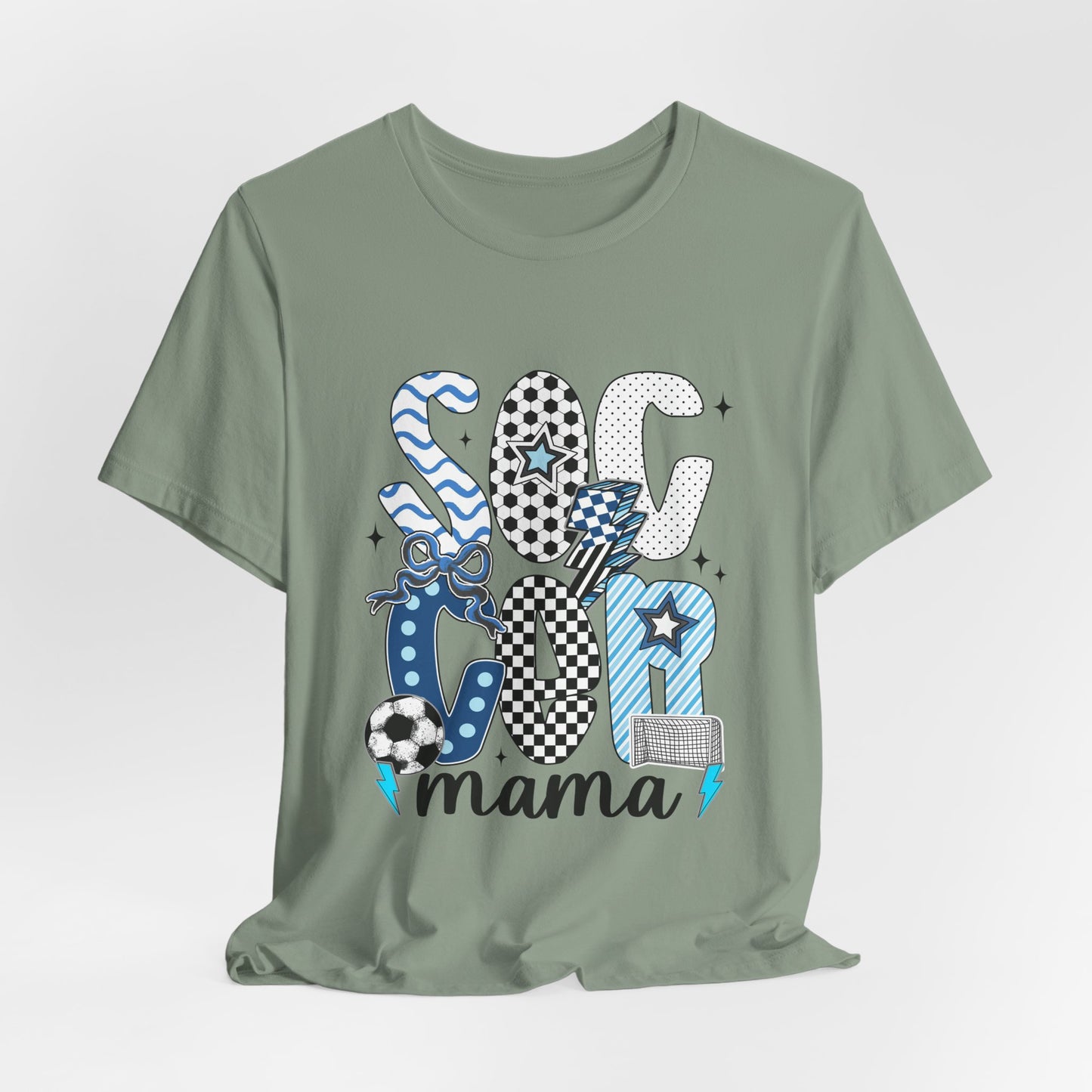 Soccer Mama Graphic Tee — 'Soccer Mama' Blue Patterned Design