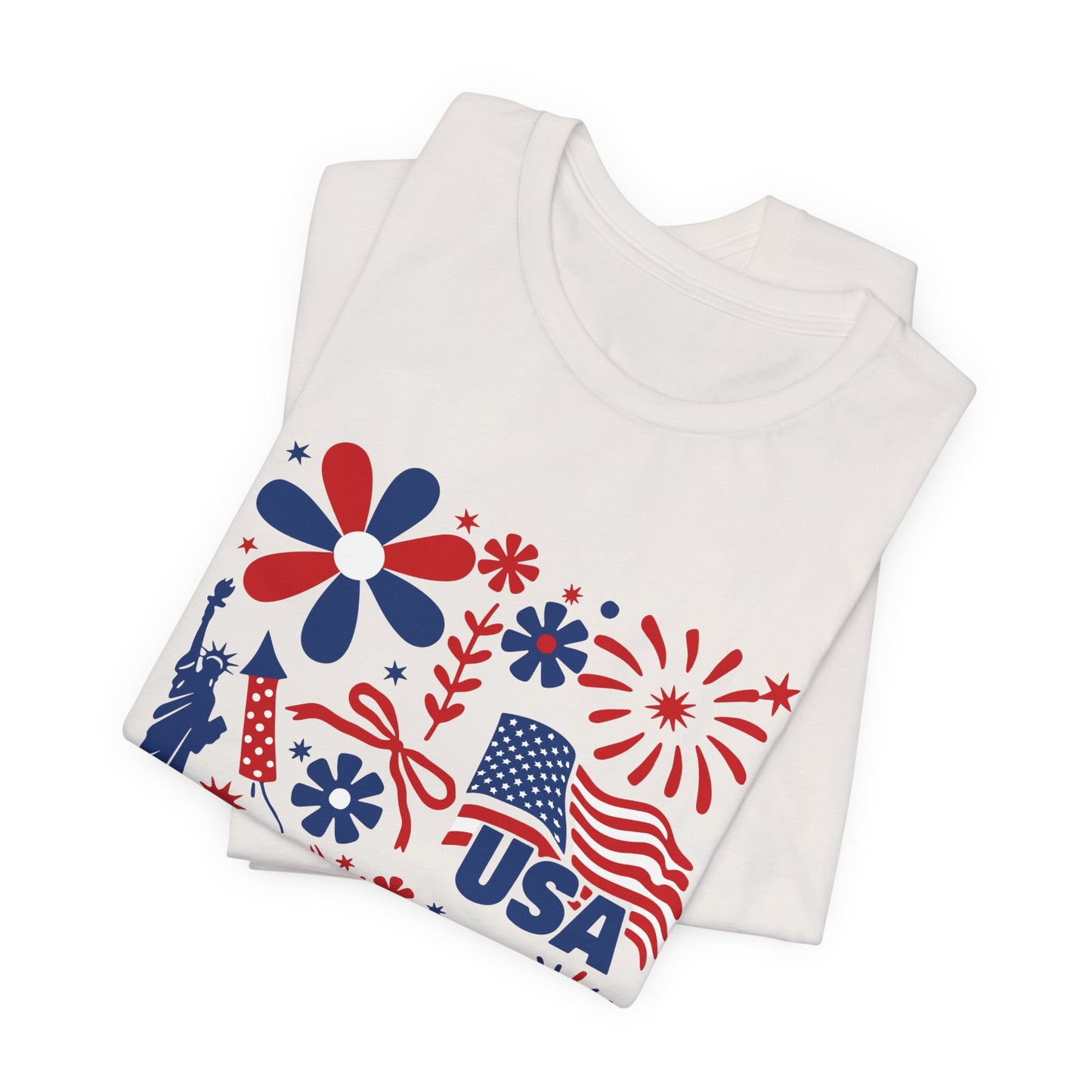 USA Patriotic T-Shirt – Fourth of July Fireworks & Liberty Graphic Tee