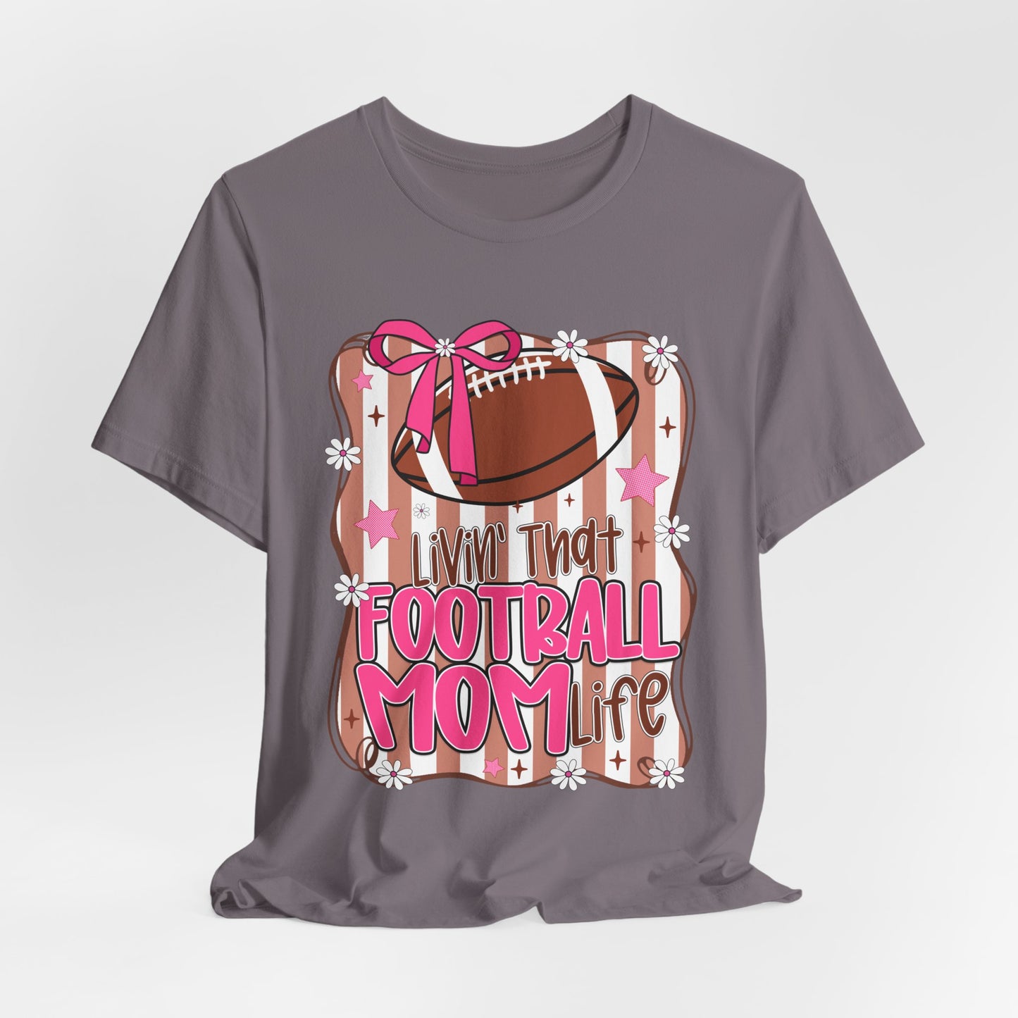 Football Mom Life T-Shirt — Pink Bow Football Mom Tee