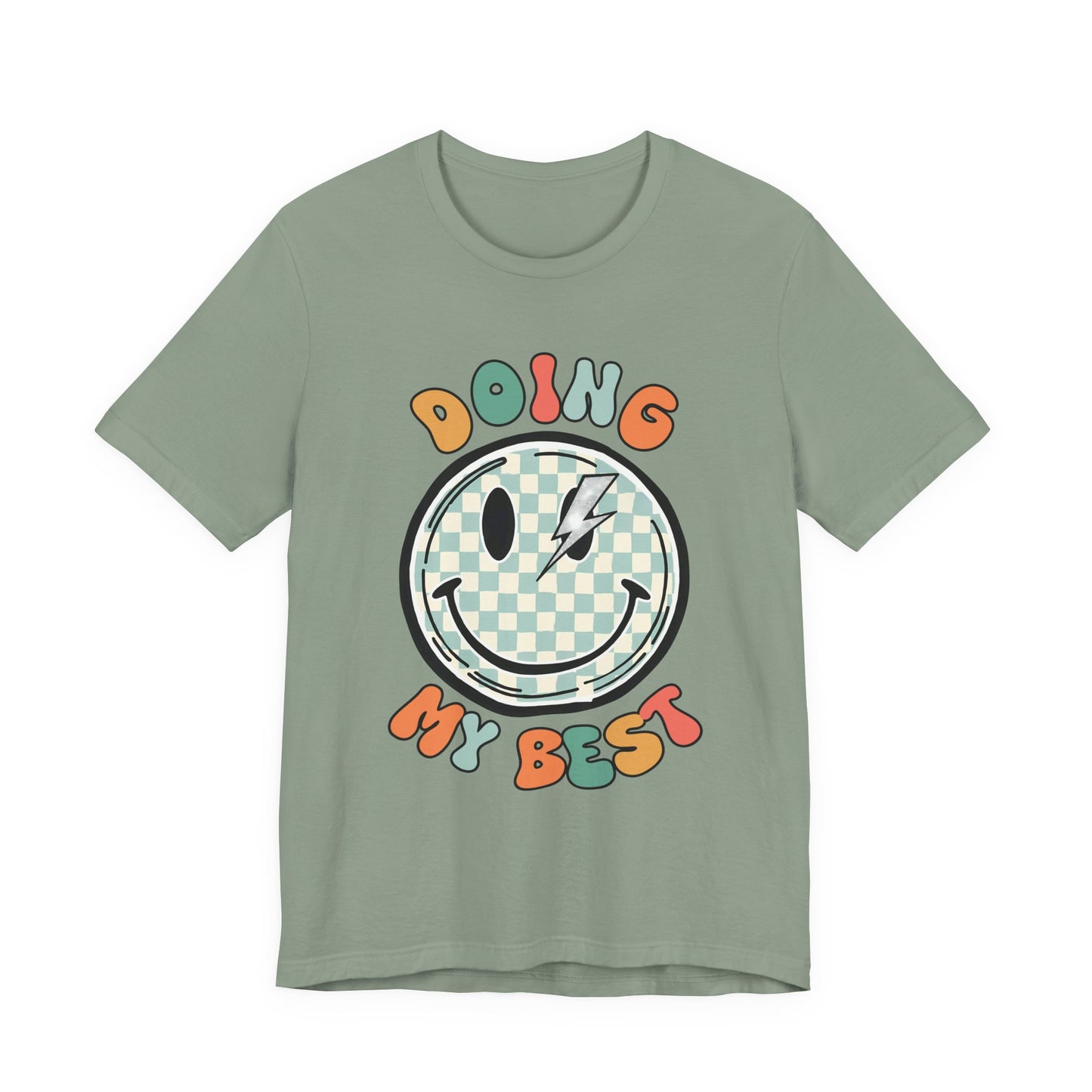 Doing My Best Smiley Tee — Retro Checkerboard Positive Message T‑Shirt