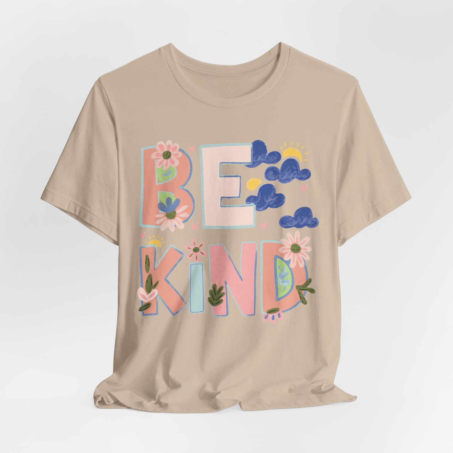 Be Kind Floral Tee — Positive Message Graphic T-Shirt