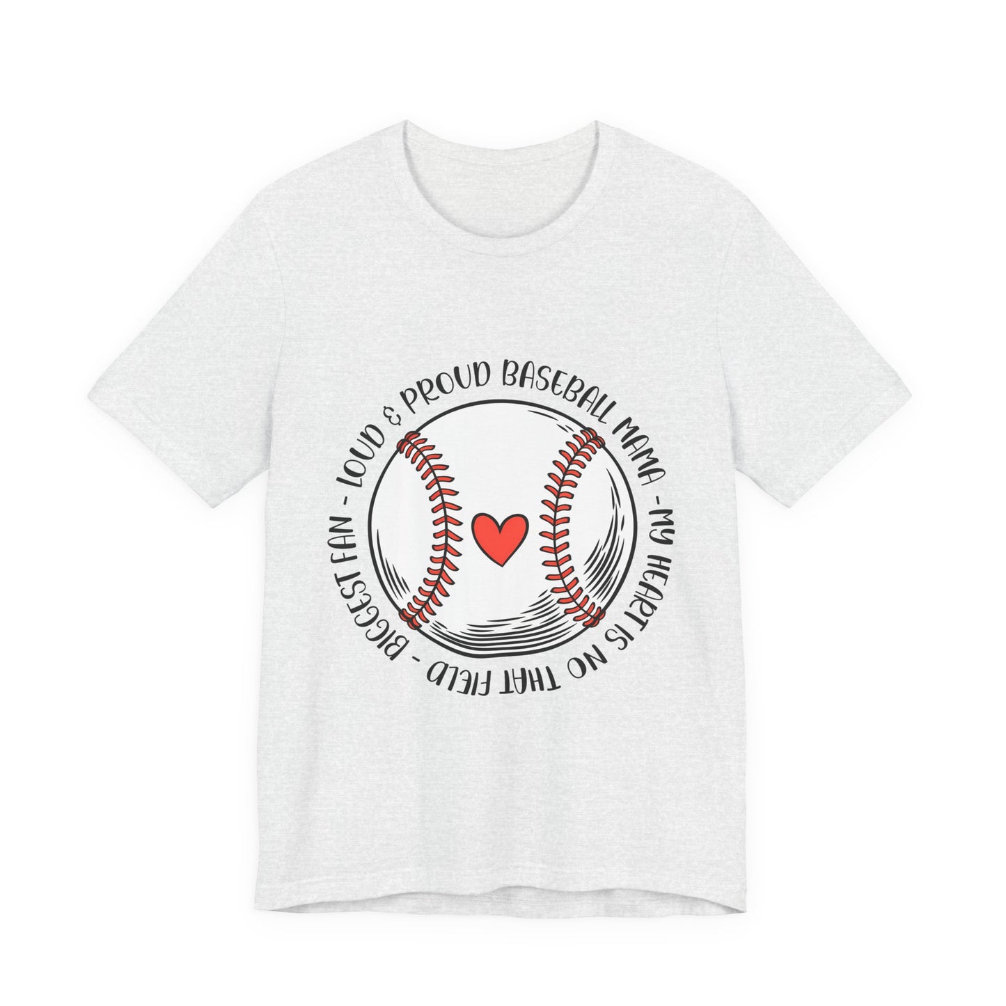 Baseball Mom Tee – Proud Baseball Mama Graphic Shirt (Heart & Stitch Design)