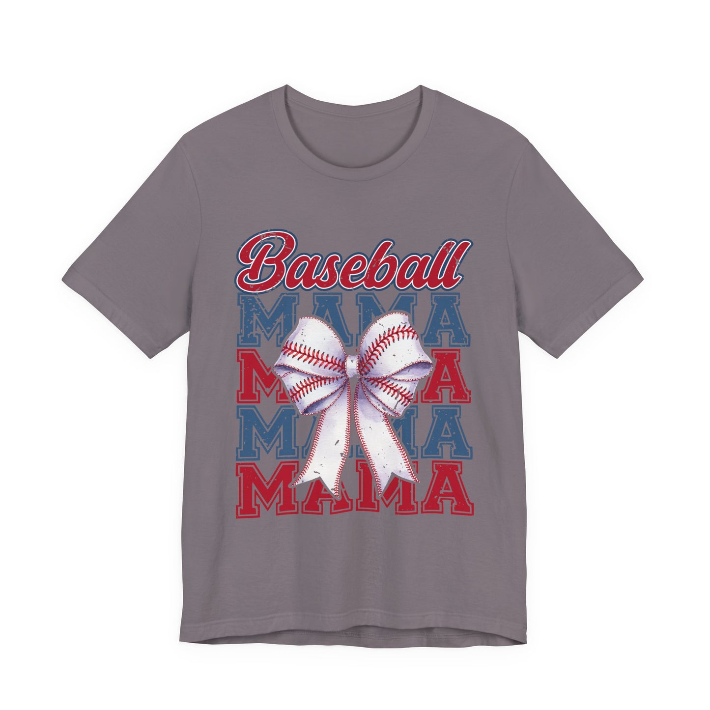 Baseball Mama Tee – Patriotic Bow Soft Cotton T‑Shirt for Baseball Moms