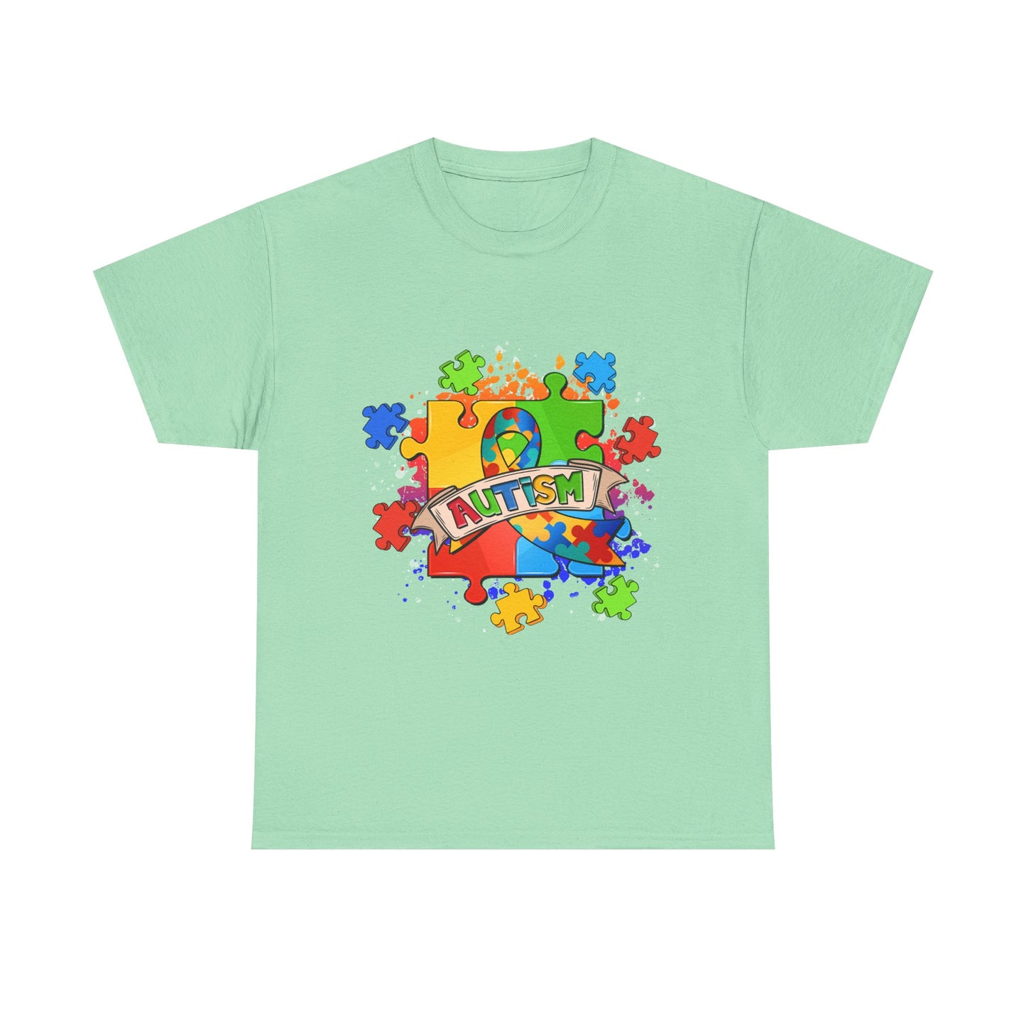 Autism Awareness Puzzle Tee – Colorful 'Autism' Ribbon Design