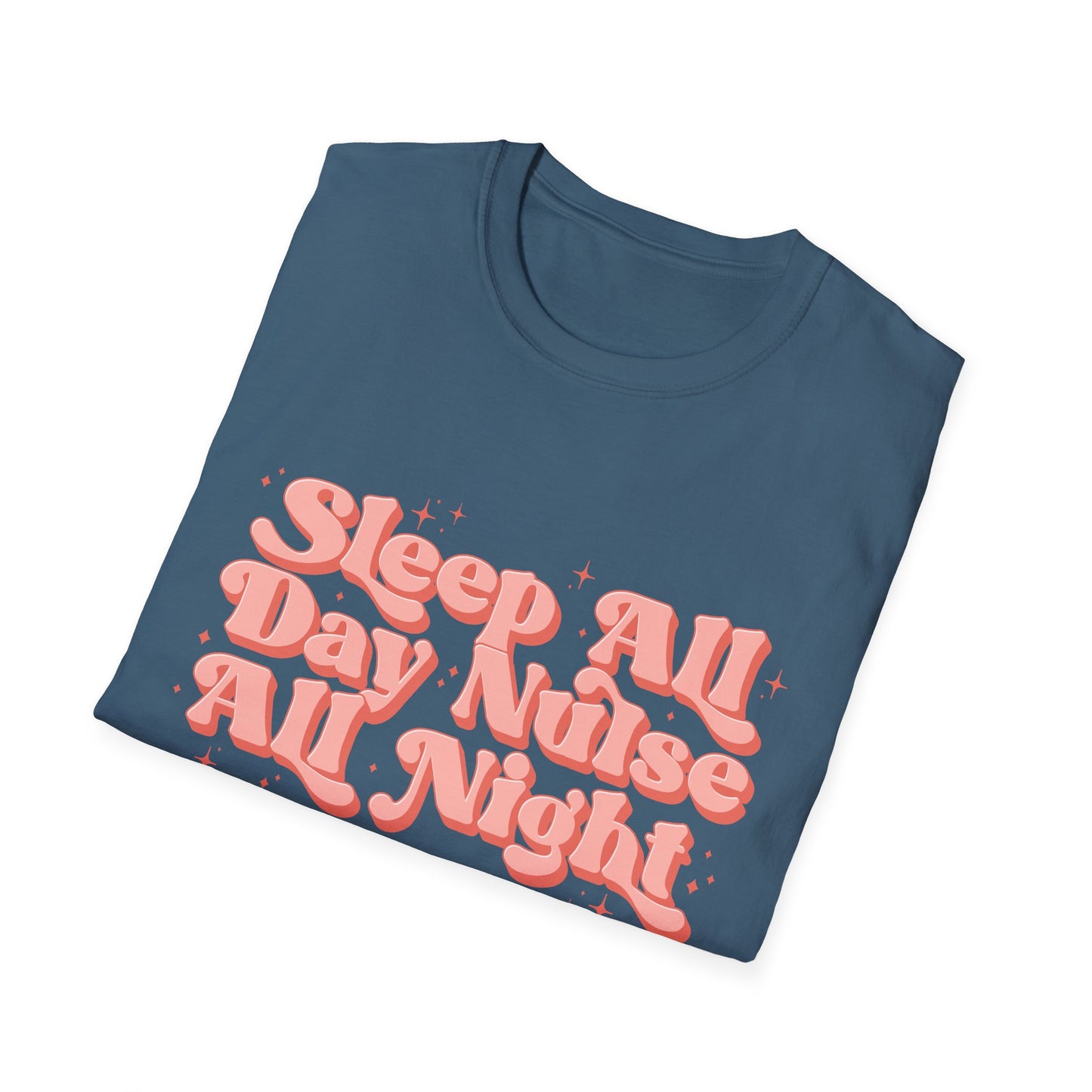 Sleep All Day Nurse All Night T-Shirt — Cute Retro Nurse Tee for Healthcare Workers