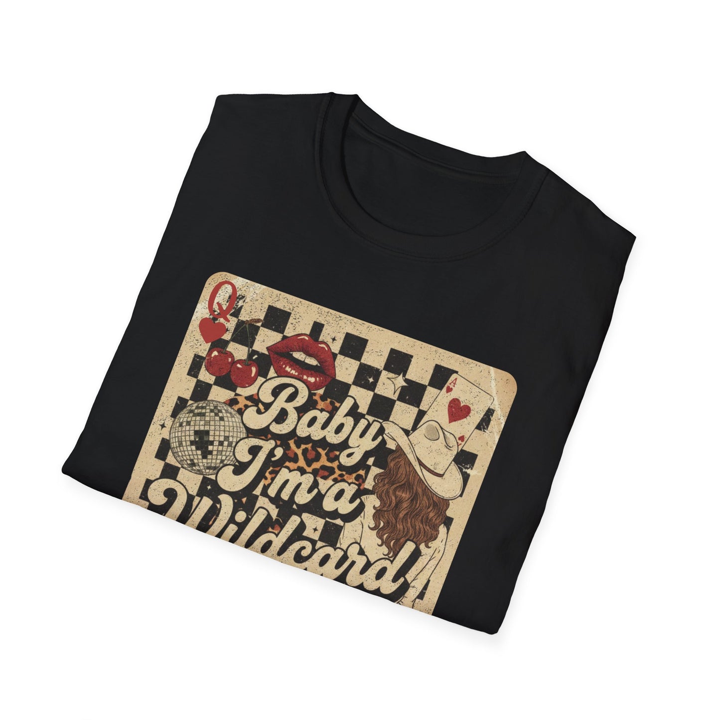 Wildcard Vintage Playing Card T-Shirt — “Baby I’m a Wildcard” Retro Casino Tee