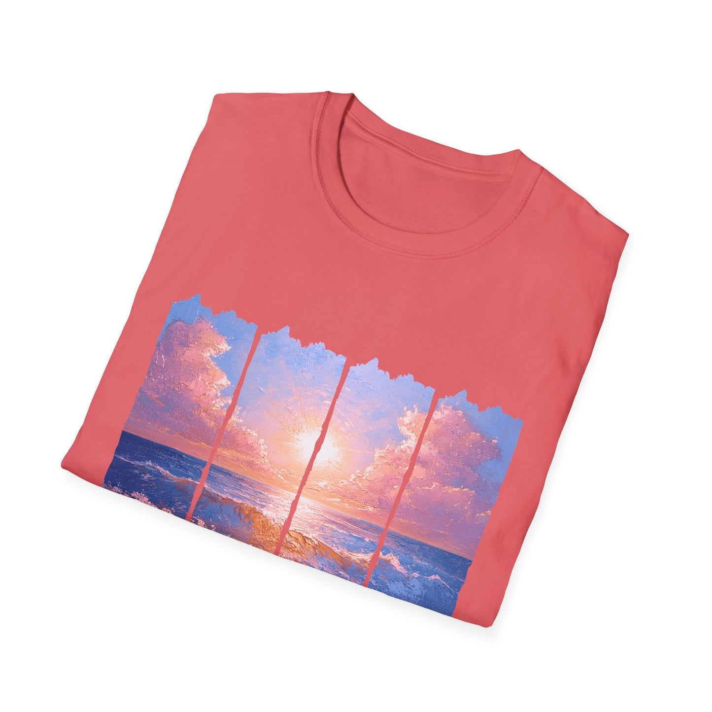 Sunset Ocean Panel T-Shirt — "Pray Without Ceasing" Inspirational Beach Tee