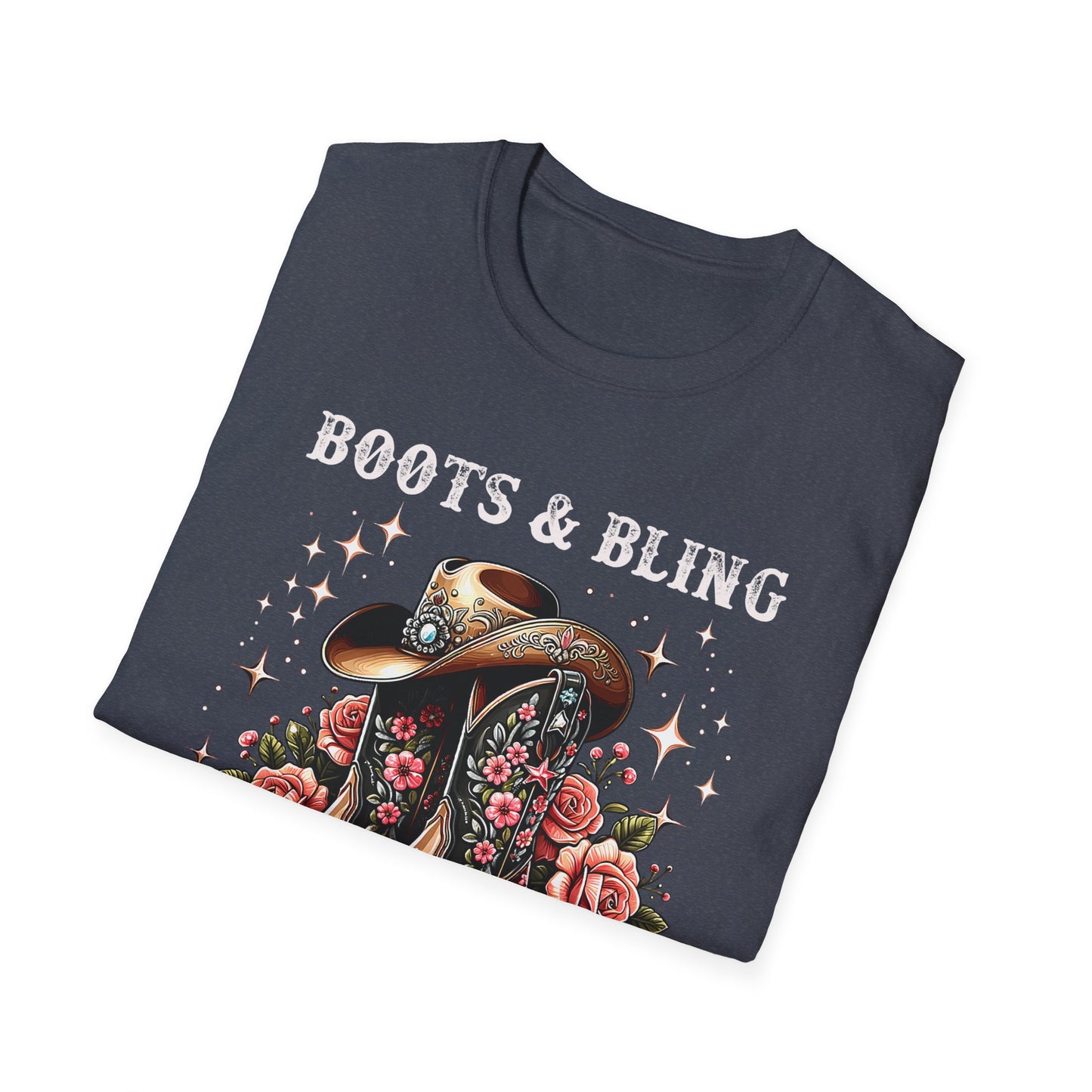 Cowgirl T-Shirt — "Boots & Bling" Floral Western Tee