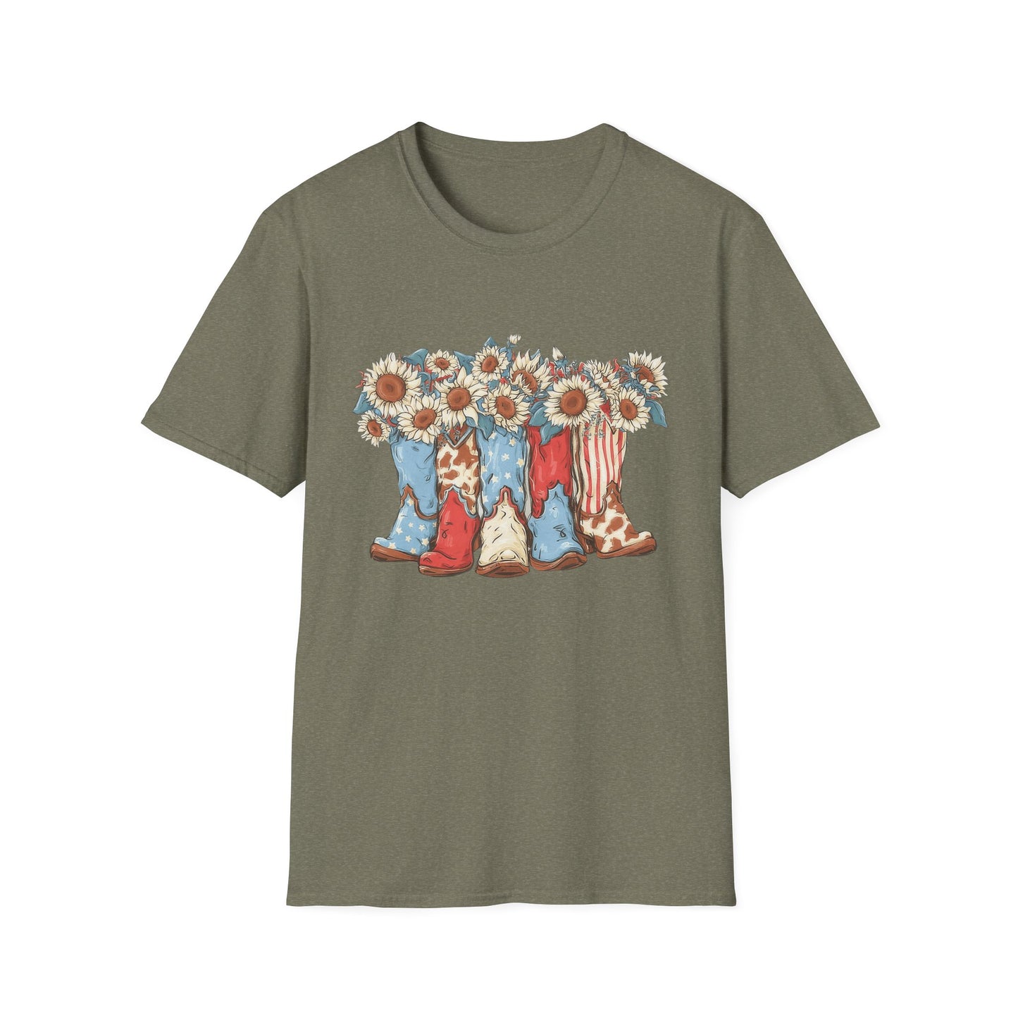 Patriotic Sunflower Cowboy Boots T-Shirt
