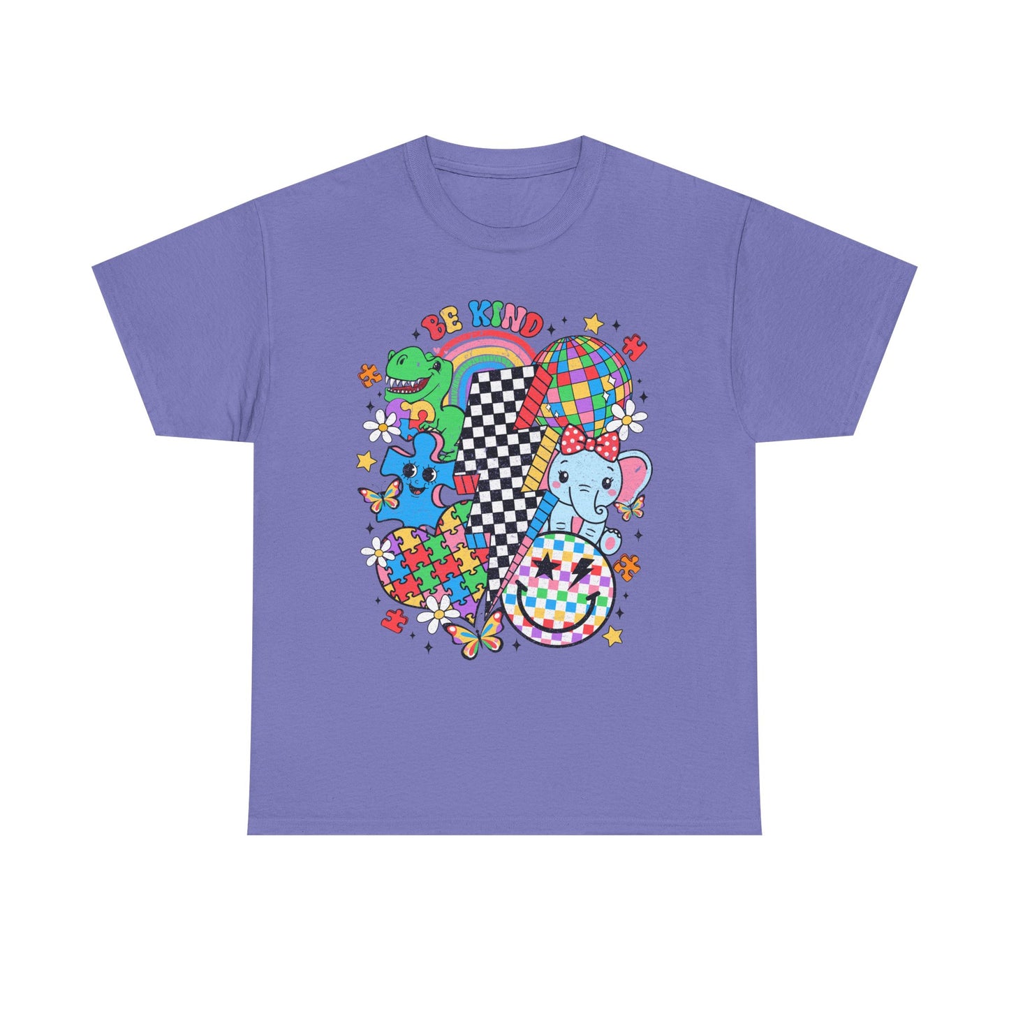 Puzzle Heart Tee — Colorful Autism Awareness Puzzle Pieces with Rainbow Animals