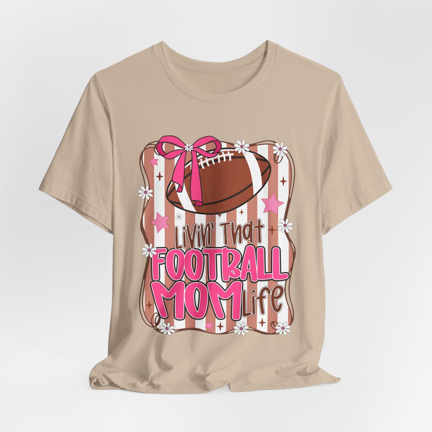 Football Mom Life T-Shirt — Pink Bow Football Mom Tee