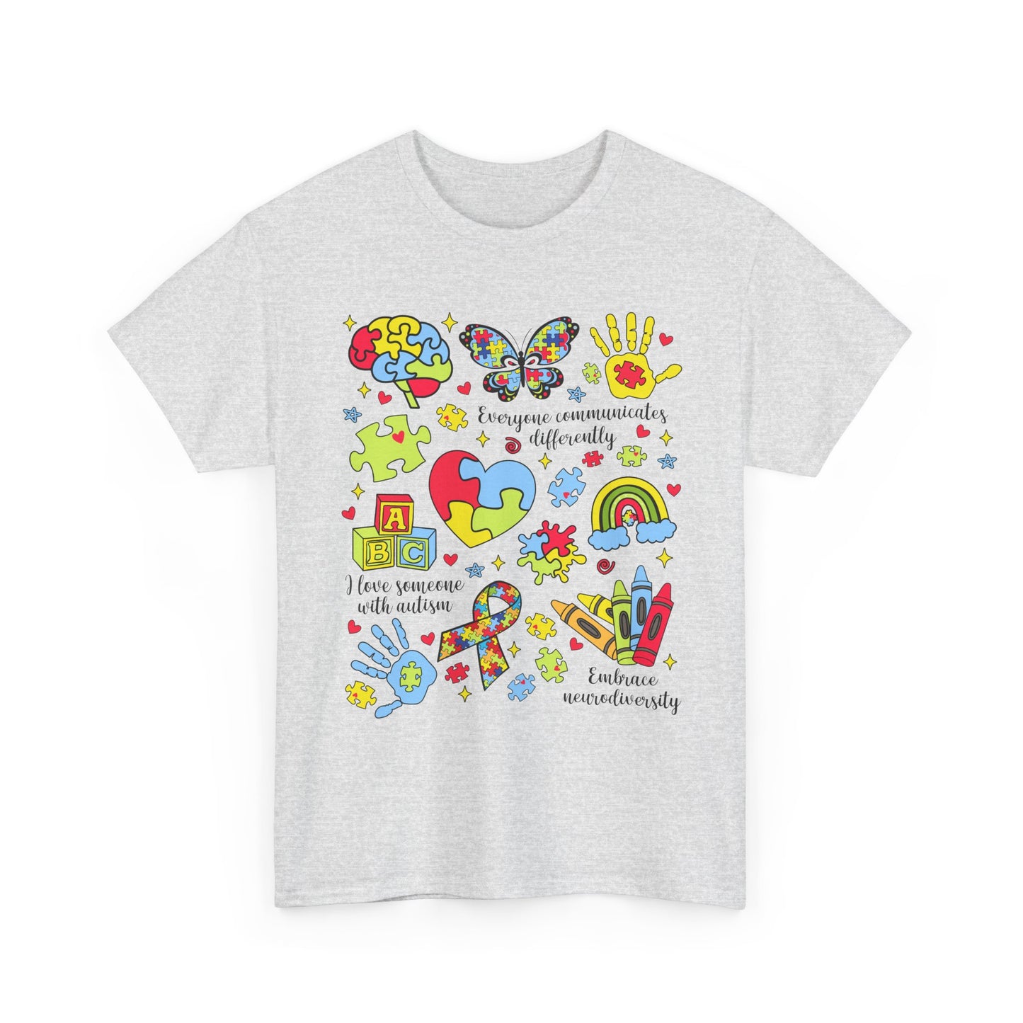 Autism Awareness Graphic Tee — Colorful Puzzle Heart & Hands Design