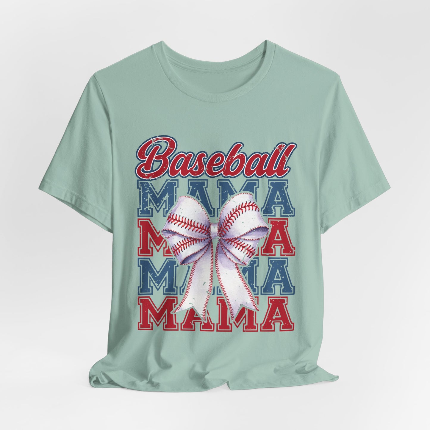 Baseball Mama Tee – Patriotic Bow Soft Cotton T‑Shirt for Baseball Moms