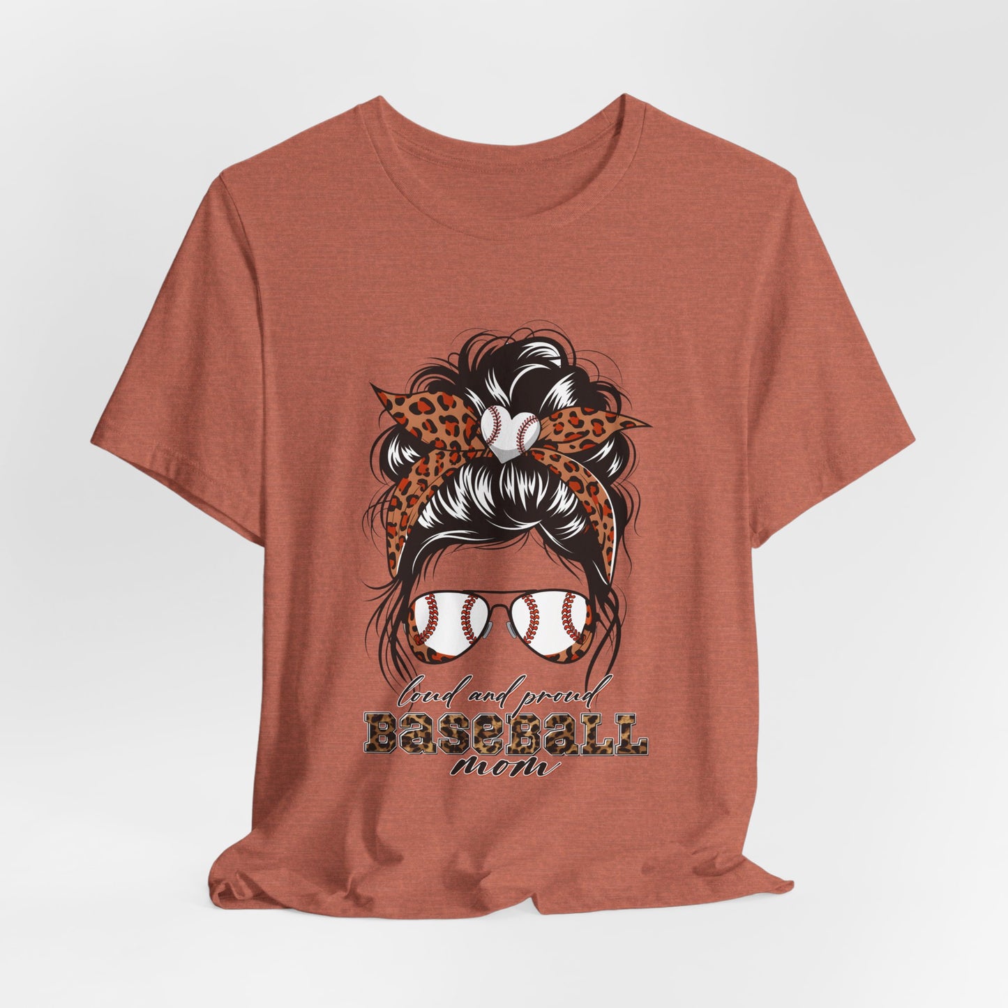 Baseball Mom Graphic Tee — Leopard Hairbow, Sunnies & "Baseball Mom" Text