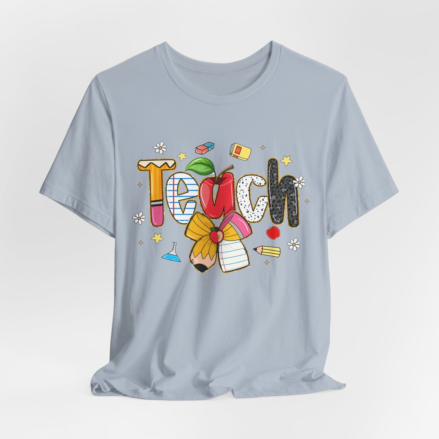 Teacher Floral Pencil Tee - "Teach" Cute School T-Shirt for Educators