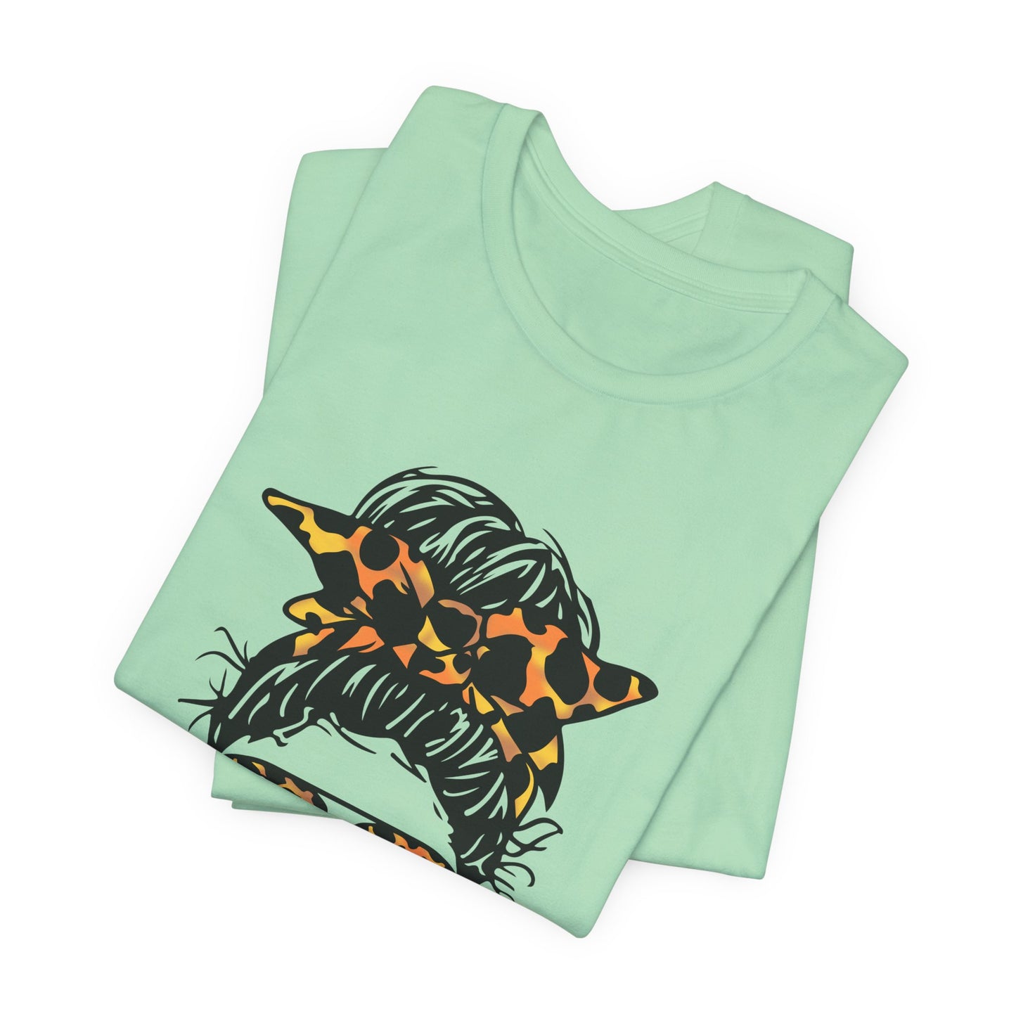 Dog Mom T-Shirt – "Kinda Busy Being a Dog Mom" Leopard Print Messy Bun Tee