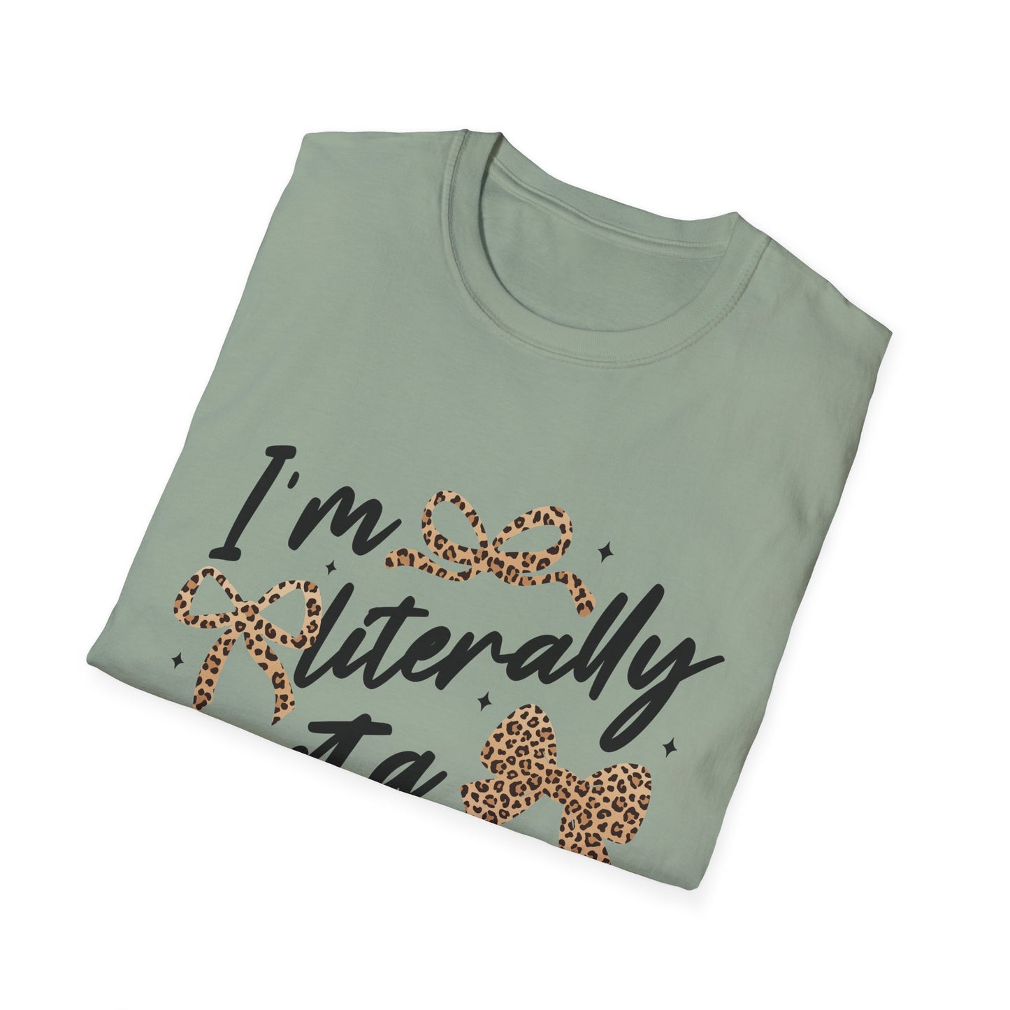 Teacher Graphic Tee — "I'm Literally Just a Teacher" Leopard Bow