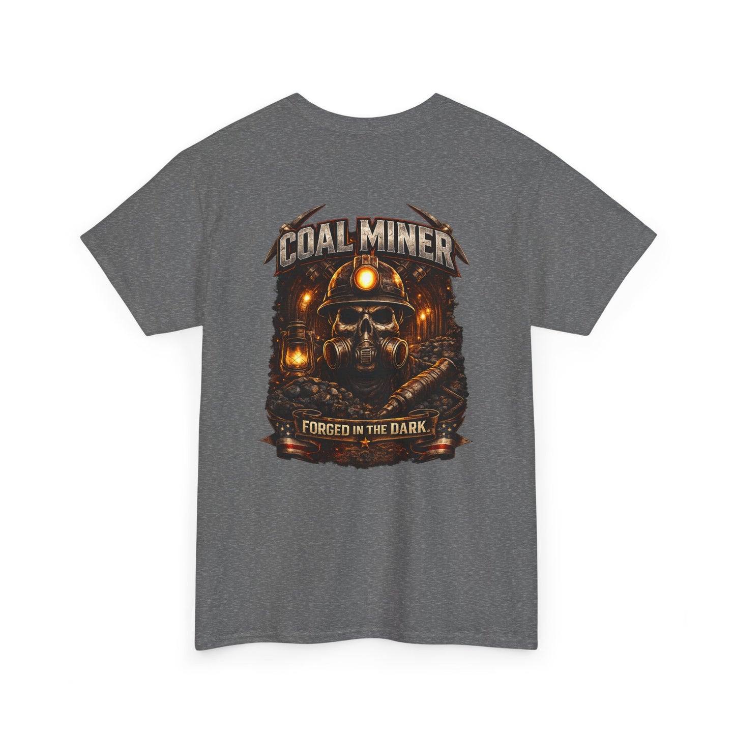 Coal Miner T-Shirt — "Forgotten in the Dark" Skull Hardhat Graphic Tee