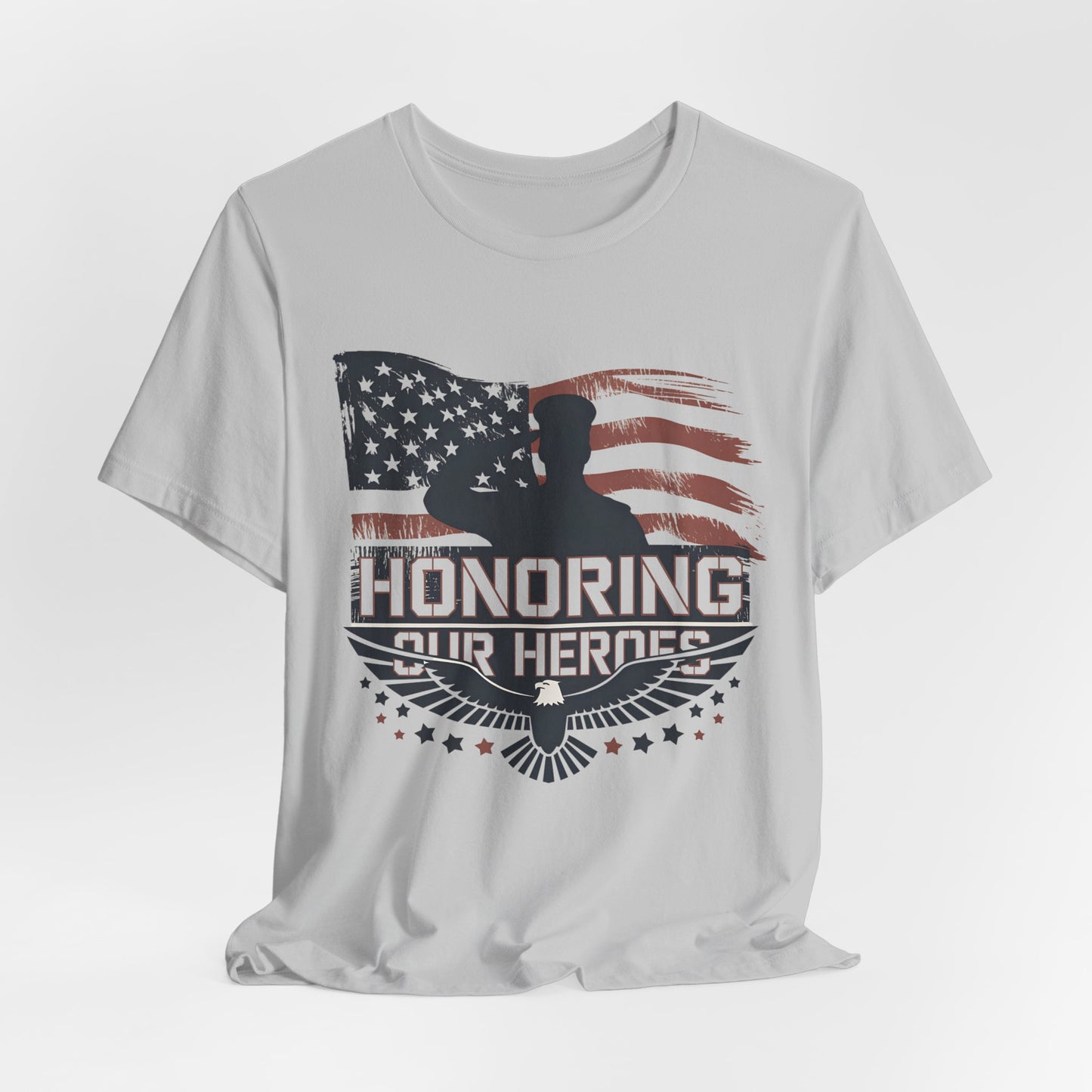 Honoring Our Heroes T-Shirt — American Flag Salute Veteran Memorial Tee