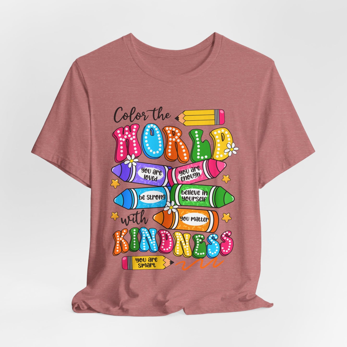 Color the World with Kindness T-Shirt — Kids & Teachers Positive Message Tee