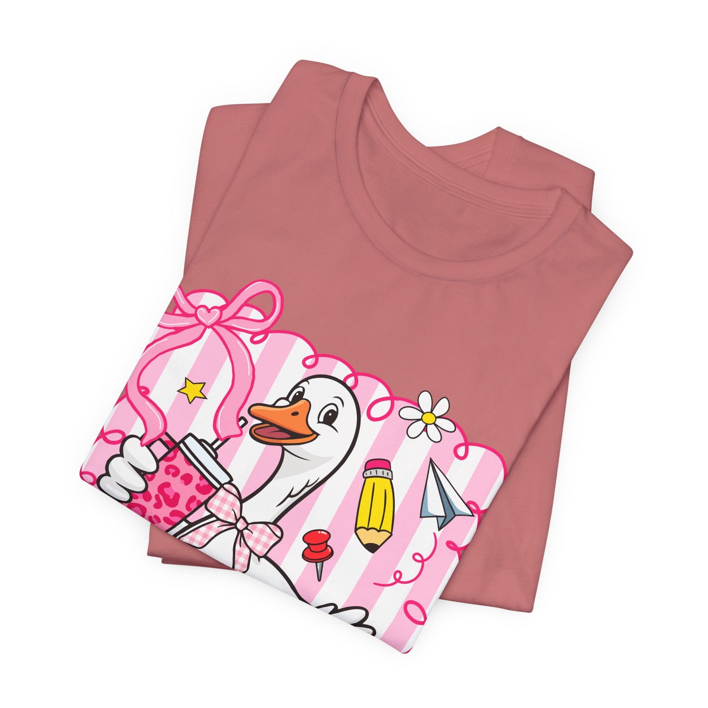 Cute Goose Graphic Tee — School Supplies Back-to-School T-Shirt