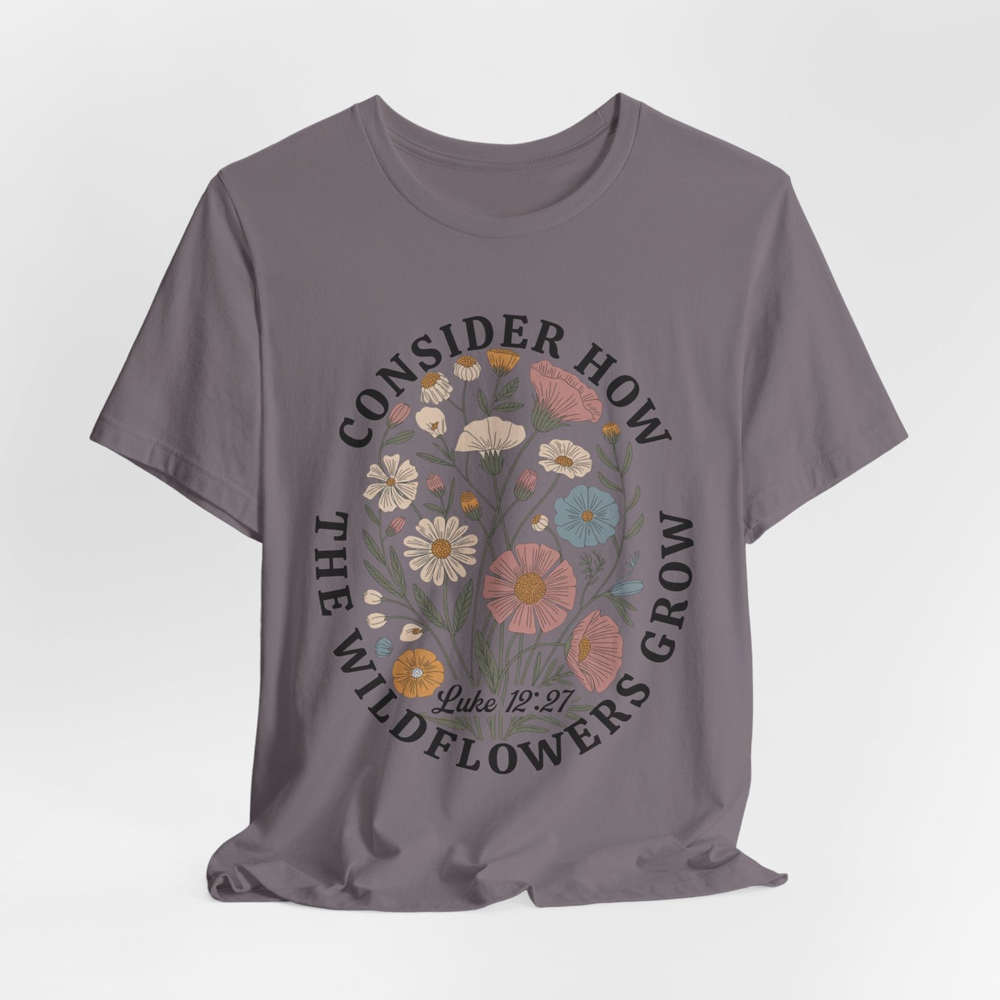 Floral 'Consider How the Wildflowers Grow' T-Shirt
