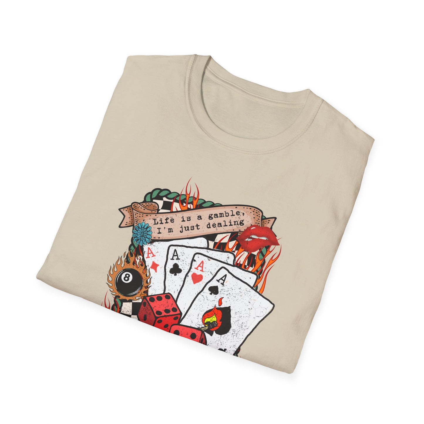 Casino Night Graphic T-Shirt — Aces, Dice & Retro Gaming Design