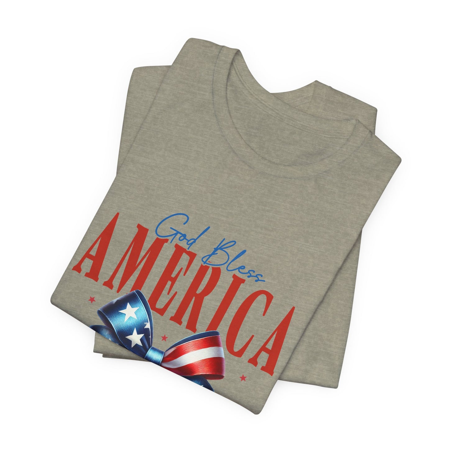 God Bless America Bow T-Shirt — Patriotic 1776 Fourth of July Tee