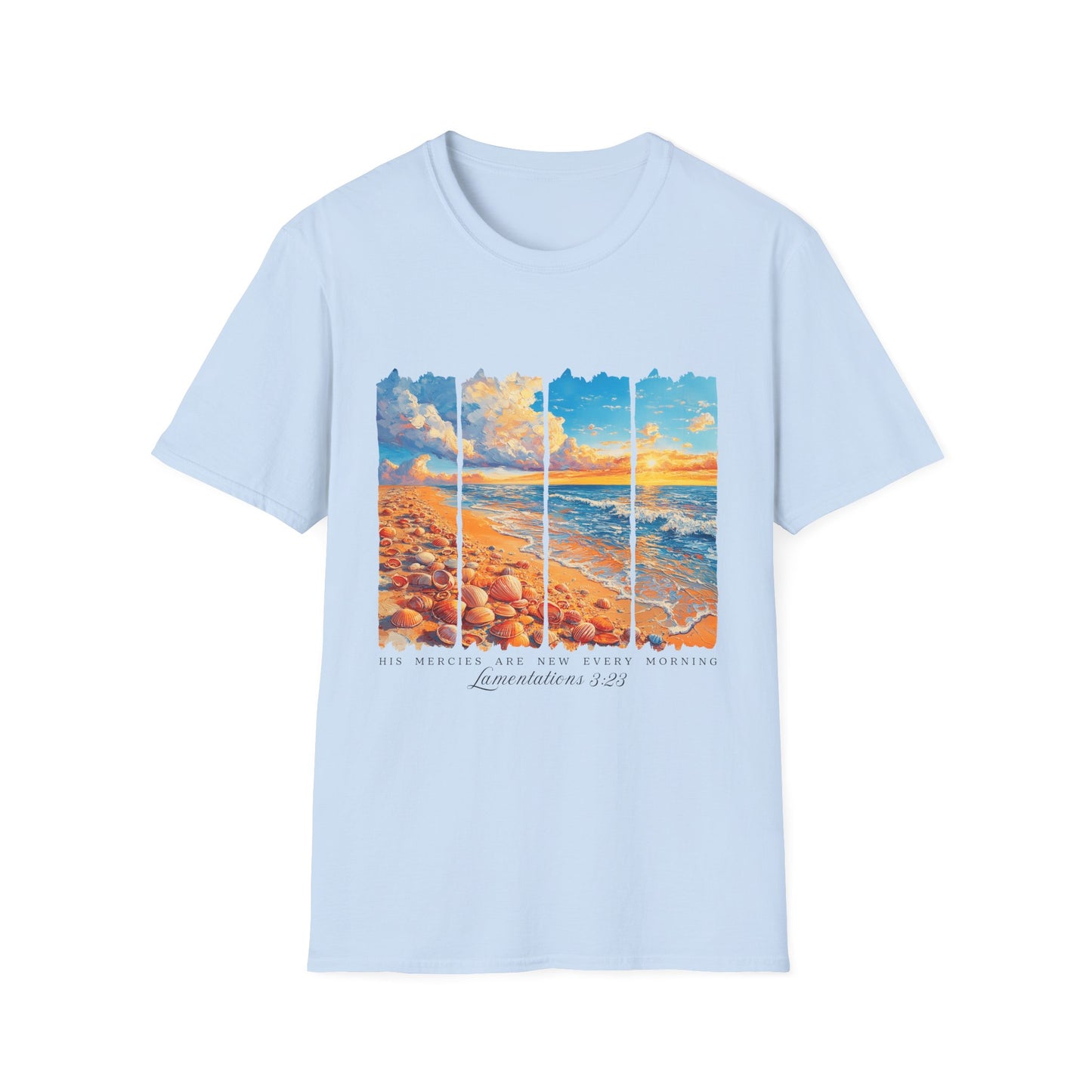 Beach Sunset Panel T-Shirt — Scenic Coastal Graphic Tee