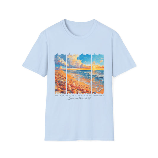 Beach Sunset Panel T-Shirt — Scenic Coastal Graphic Tee