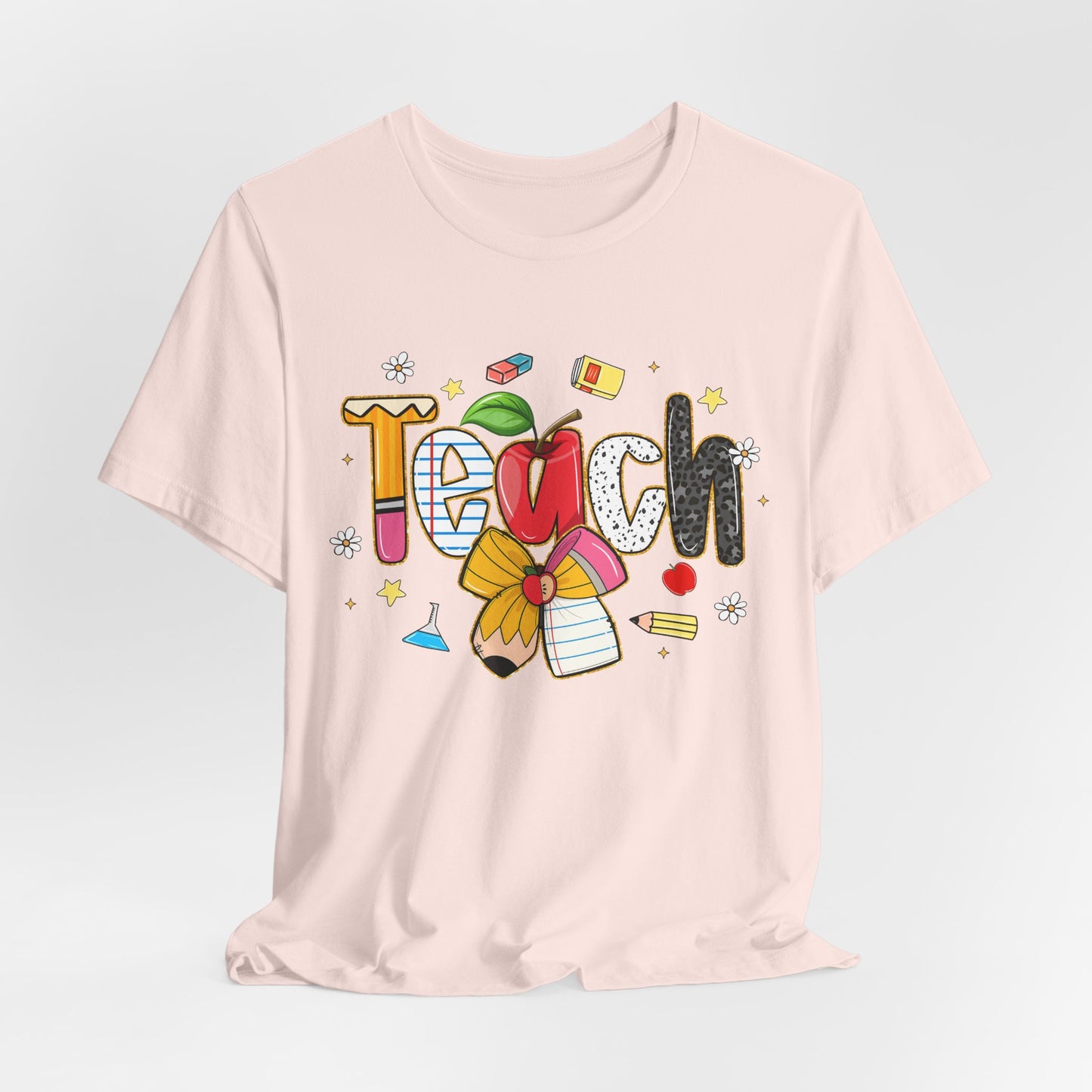 Teacher Floral Pencil Tee - "Teach" Cute School T-Shirt for Educators