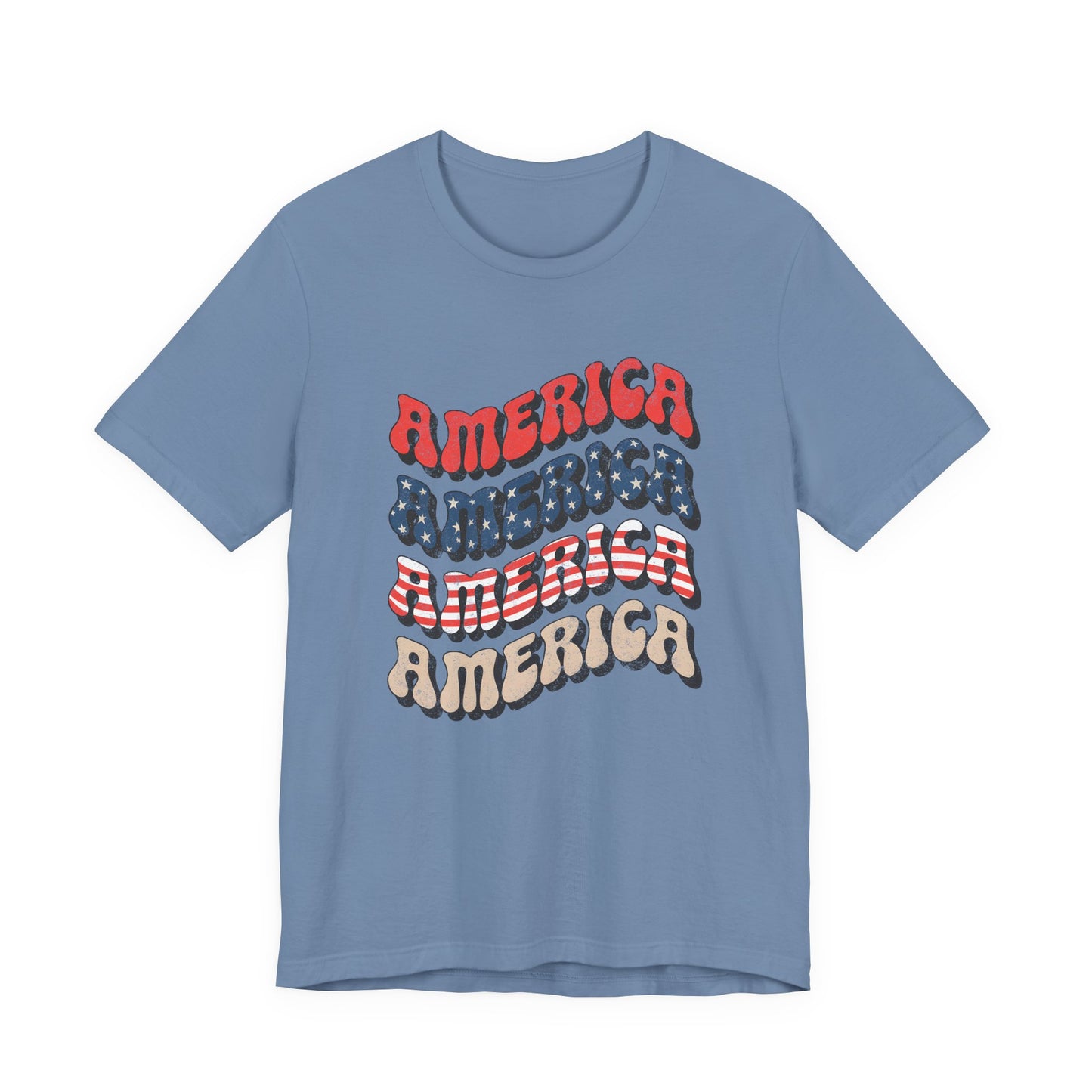 Patriotic "America" Retro Wave T-Shirt