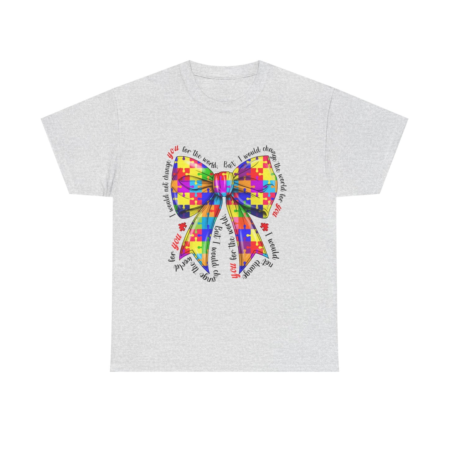 Autism Puzzle Ribbon Tee — Colorful Awareness Bow Shirt