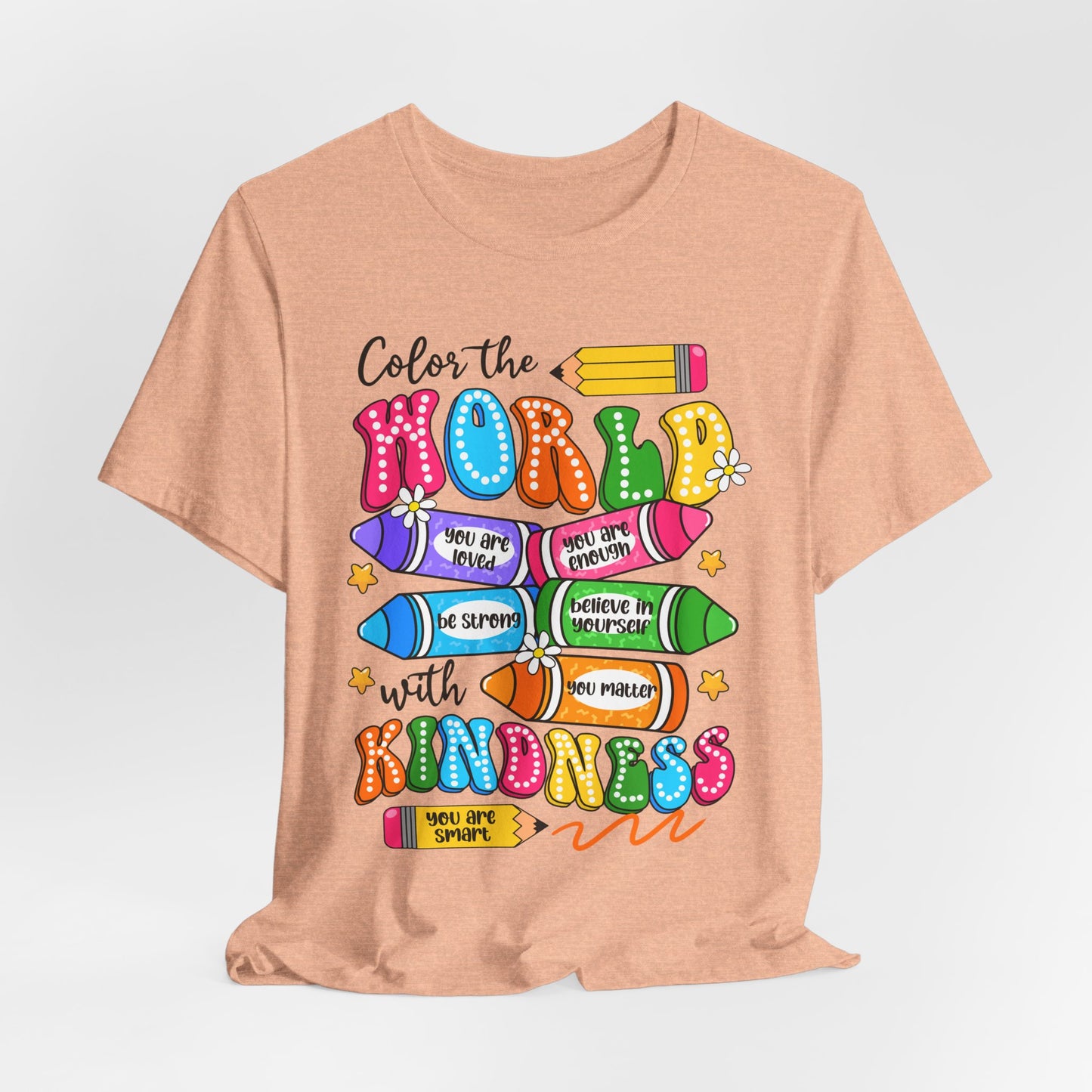 Color the World with Kindness T-Shirt — Kids & Teachers Positive Message Tee