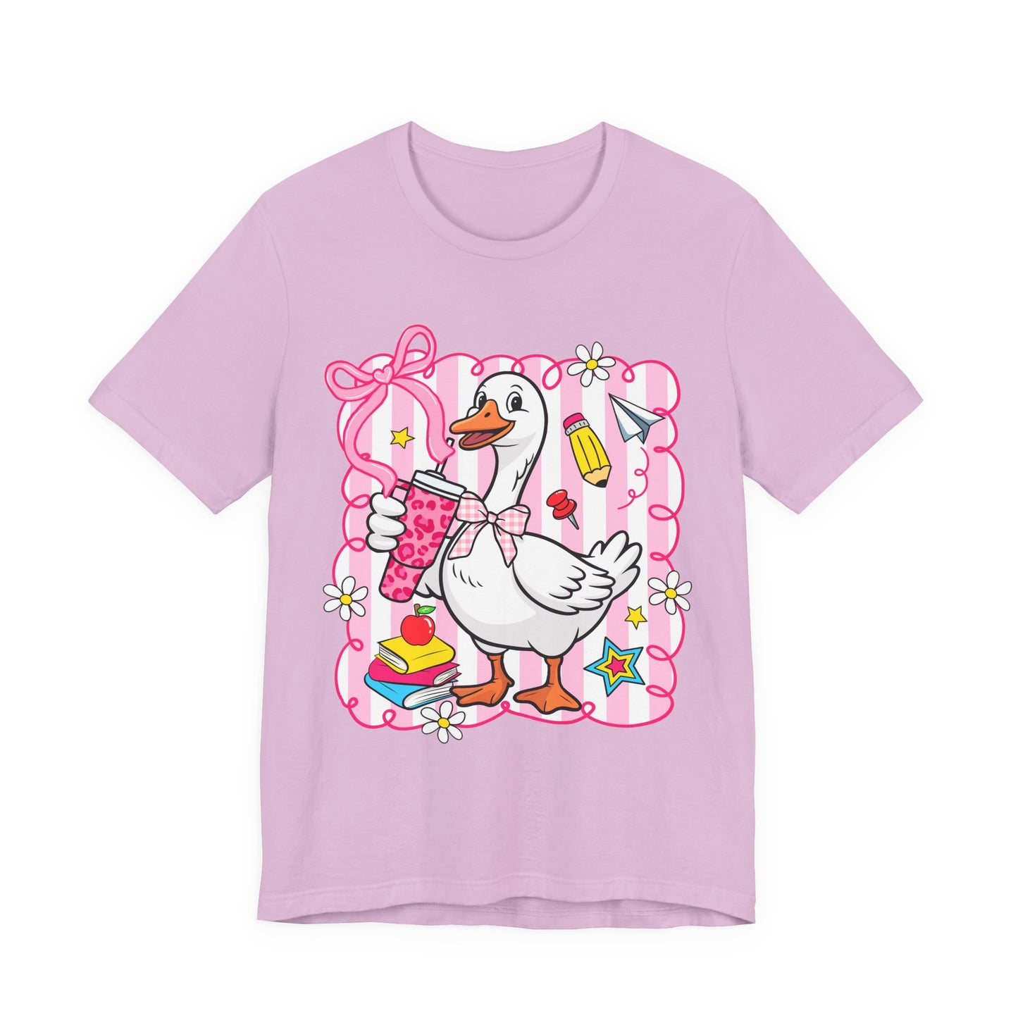 Cute Goose Graphic Tee — School Supplies Back-to-School T-Shirt