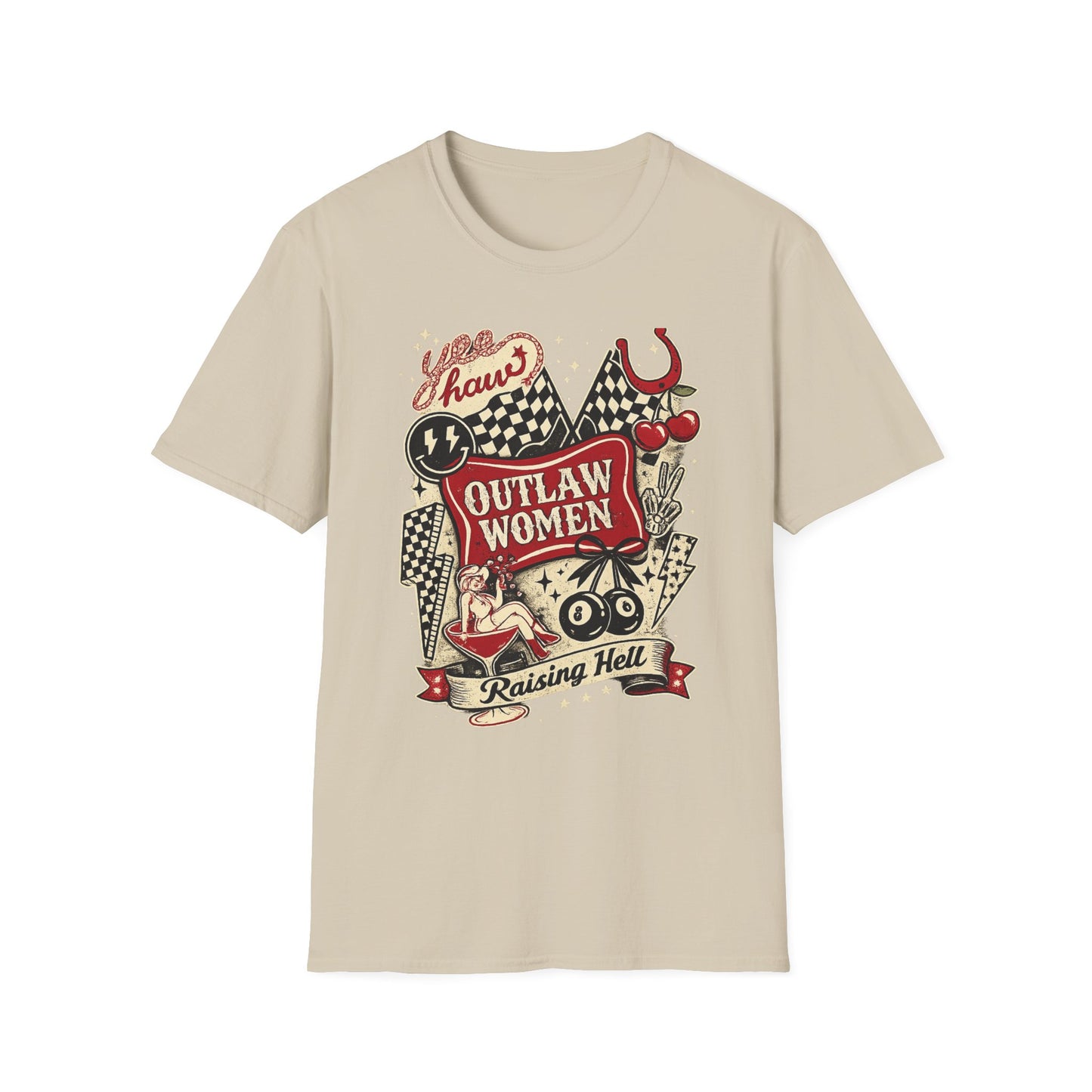 Outlaw Women T-Shirt — Raising Hell Vintage Rockabilly Design