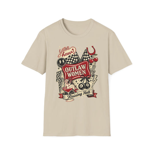 Outlaw Women T-Shirt — Raising Hell Vintage Rockabilly Design