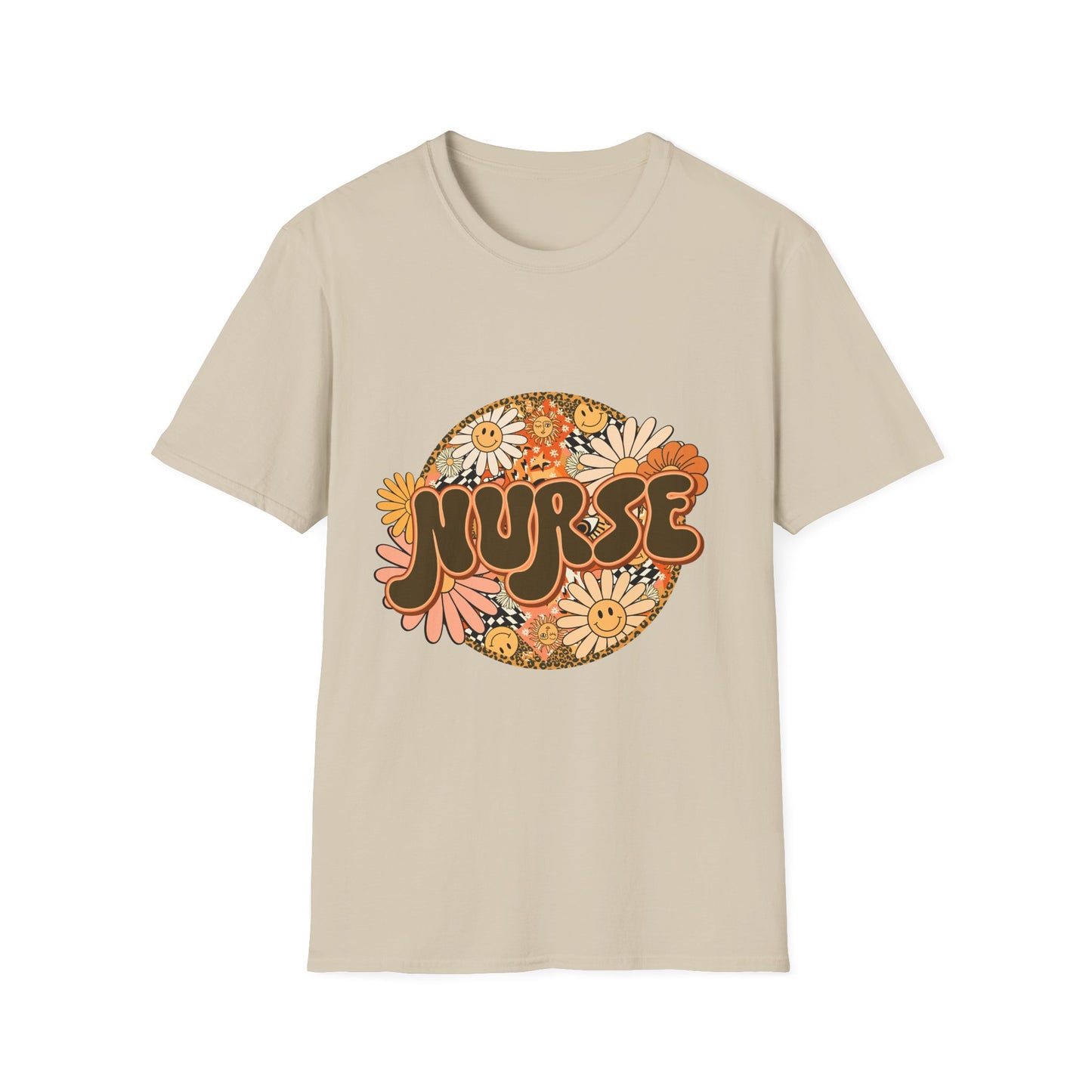 Retro Floral 'Nurse' T-Shirt — 70s Vintage Daisy Design for Nurses