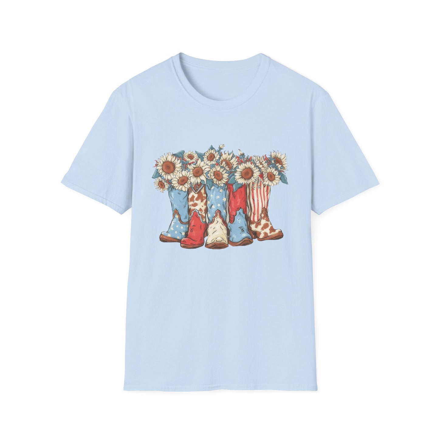 Patriotic Sunflower Cowboy Boots T-Shirt