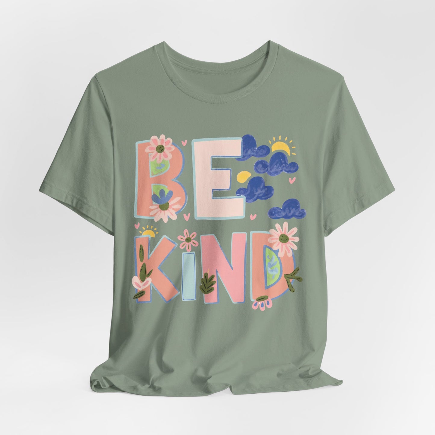 Be Kind Floral Tee — Positive Message Graphic T-Shirt