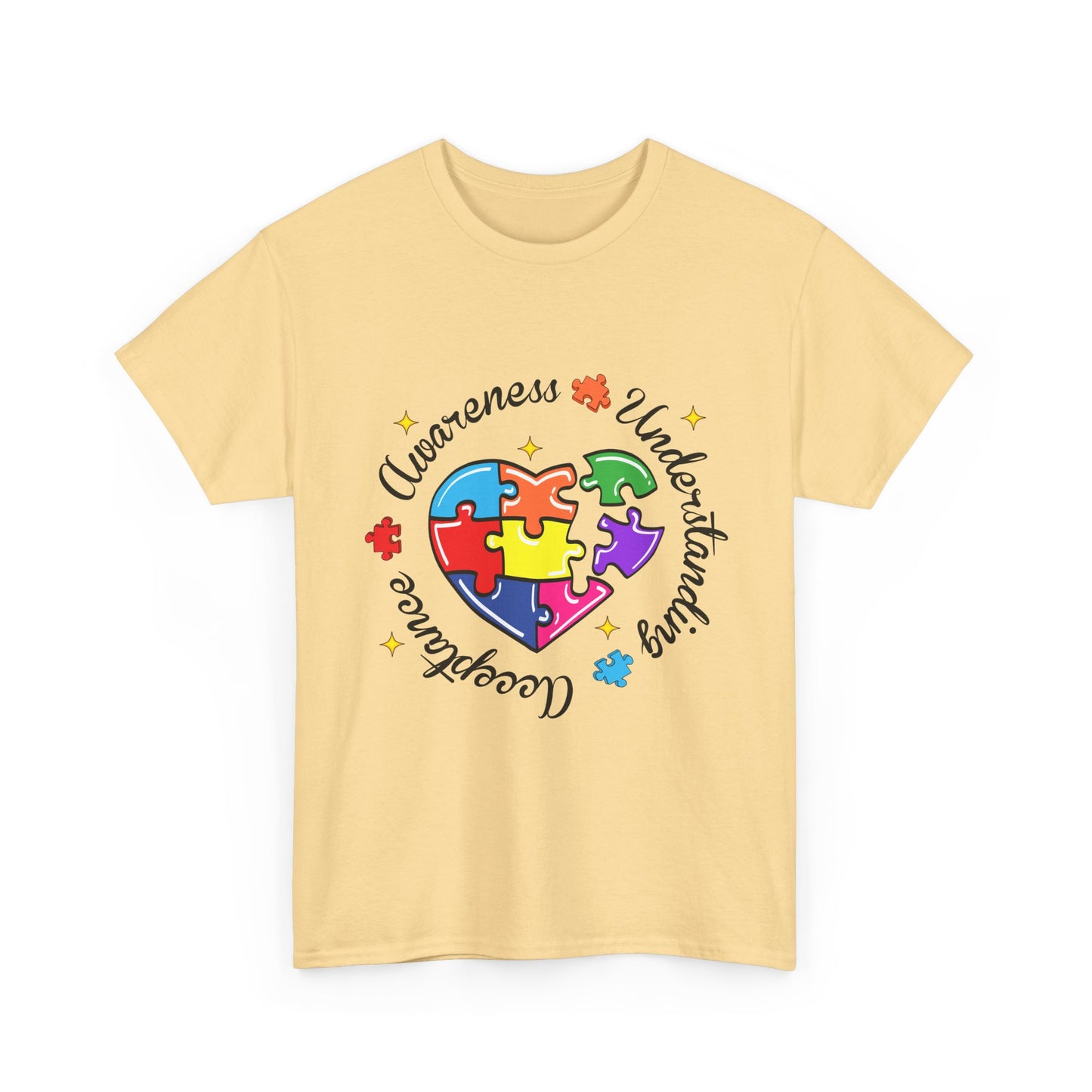 Autism Awareness Puzzle Heart T-Shirt – 'Awareness, Understanding, Acceptance'