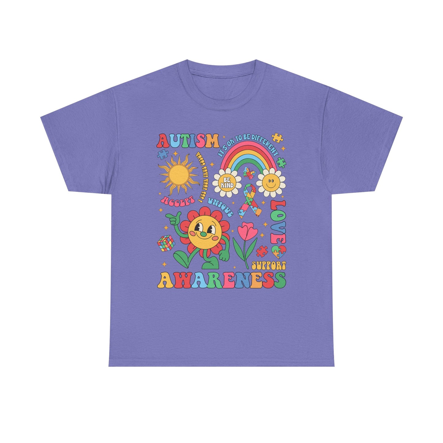 Autism Awareness Rainbow Floral Tee — Love, Support & Awareness T-Shirt