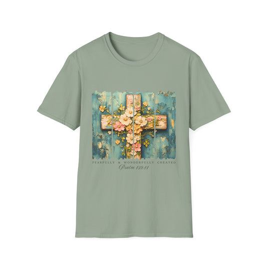 Floral Cross Christian T-Shirt — Faith, Hope & New Life Easter Tee