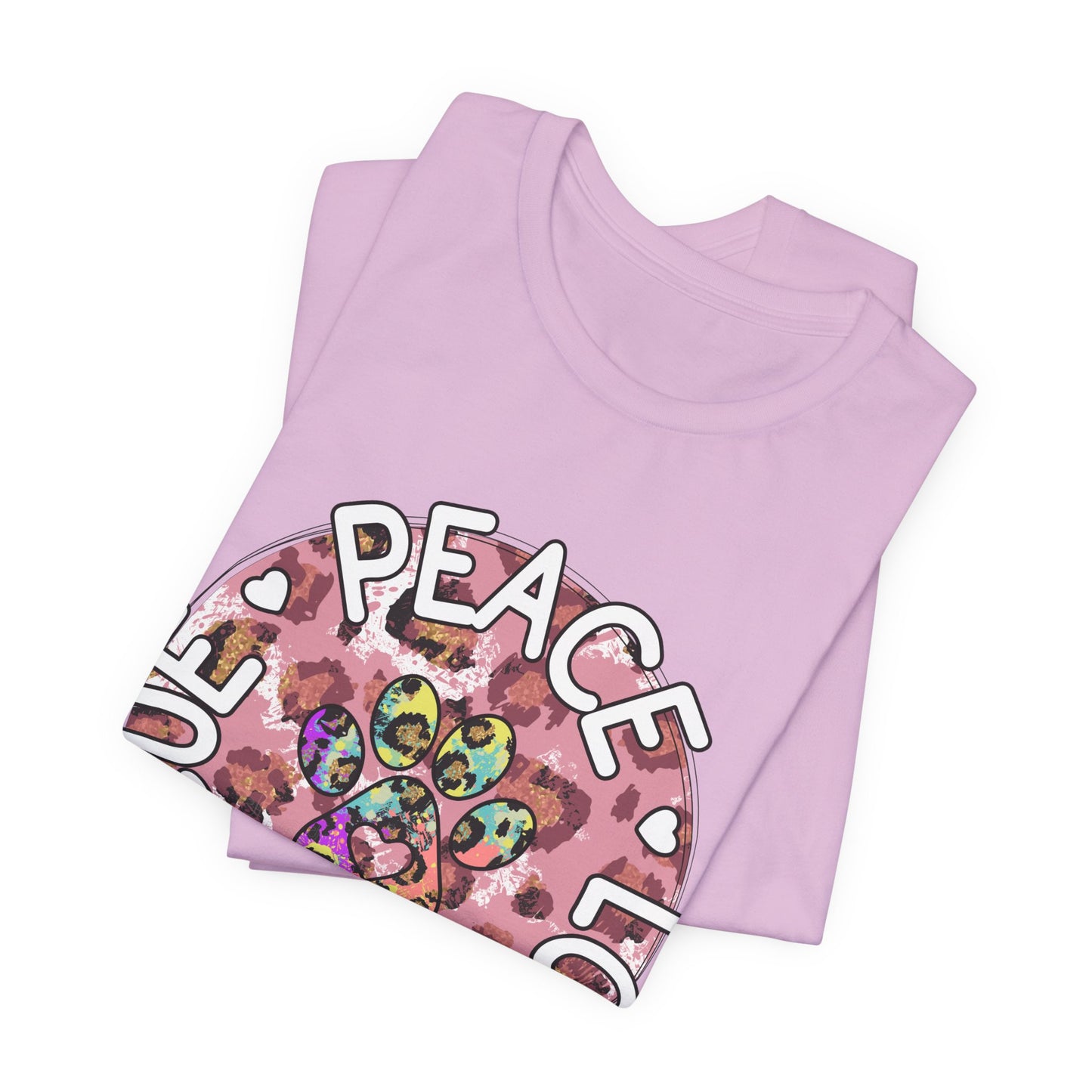 Peace Love Rescue Graphic Tee — Pet Rescue Paw Print Shirt
