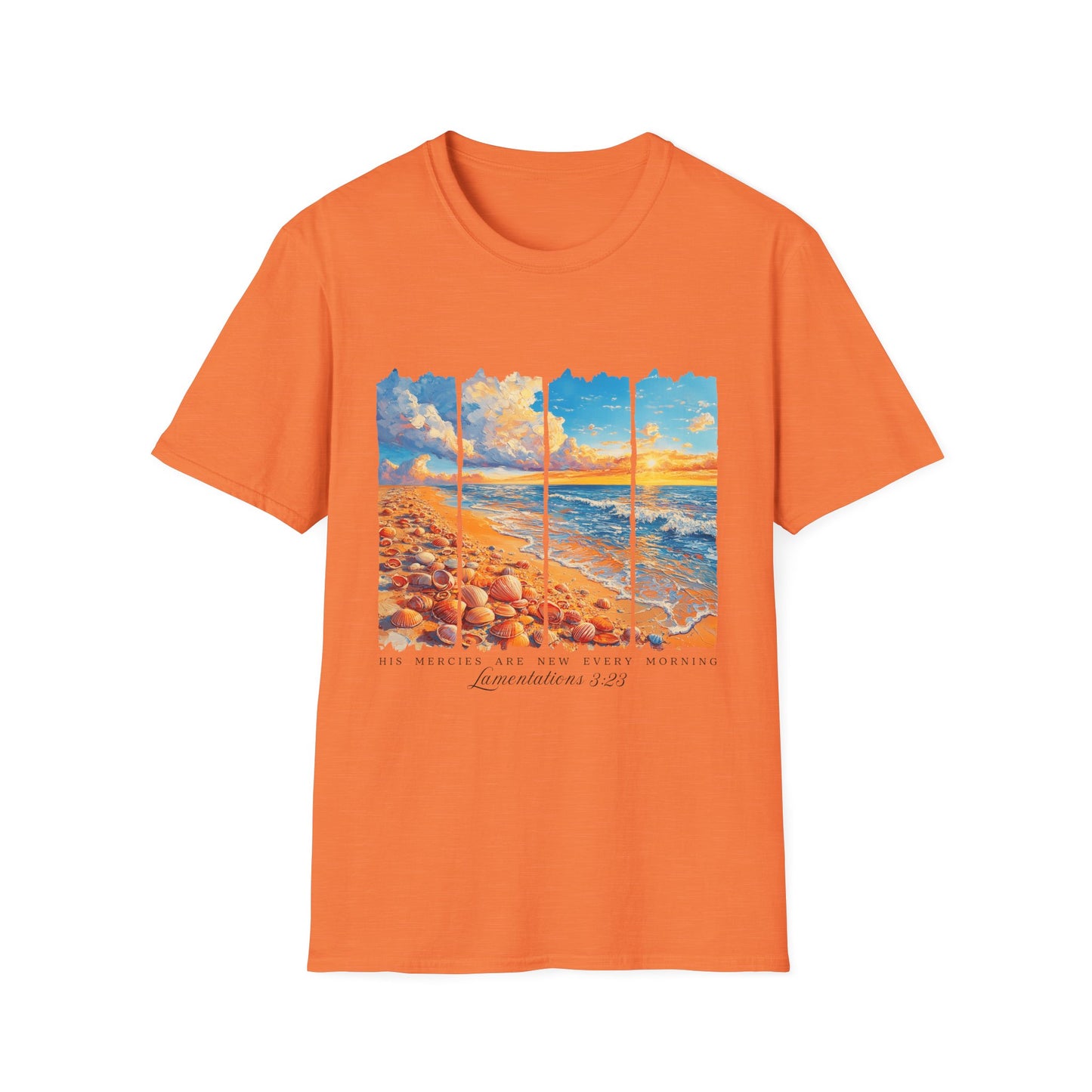 Beach Sunset Panel T-Shirt — Scenic Coastal Graphic Tee