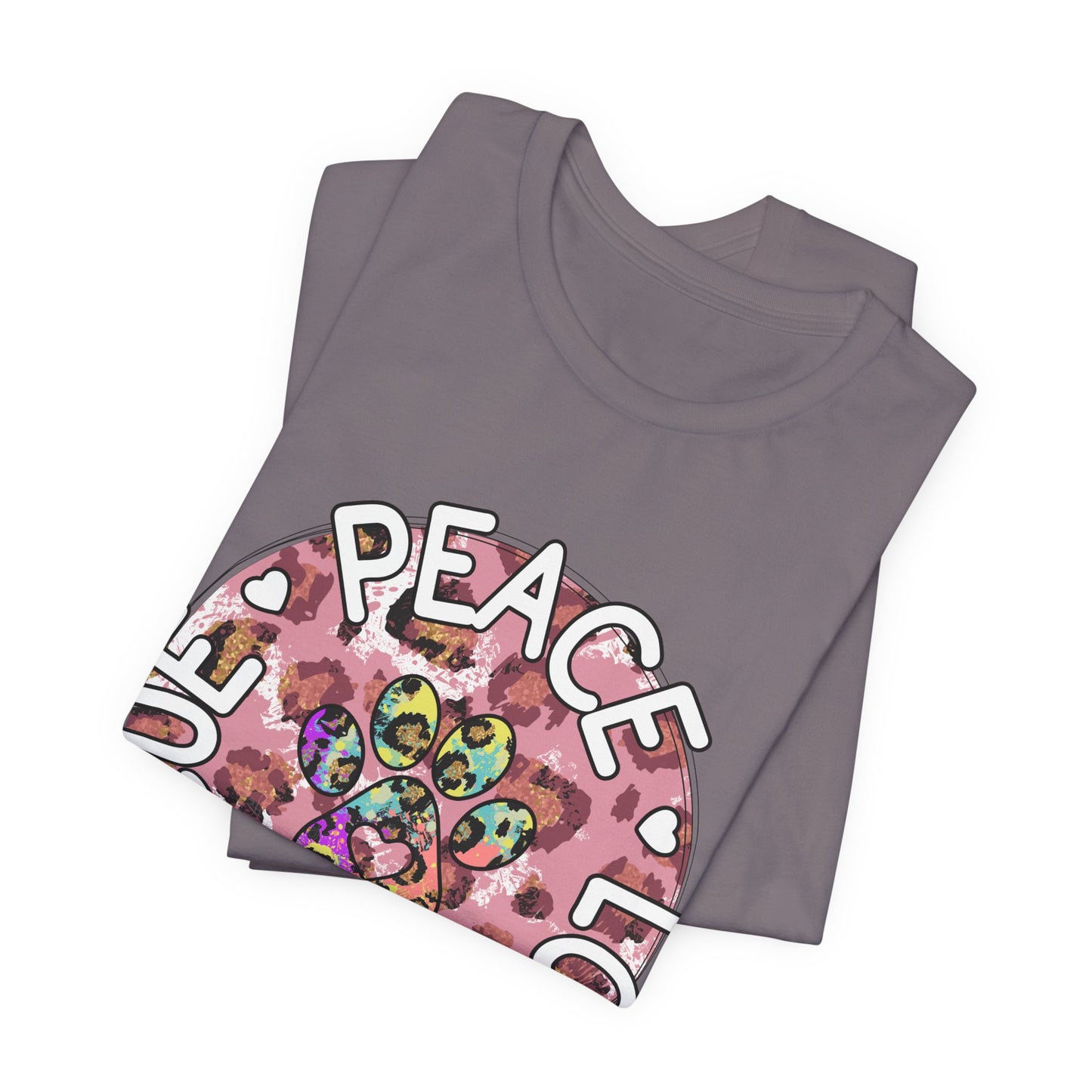 Peace Love Rescue Graphic Tee — Pet Rescue Paw Print Shirt