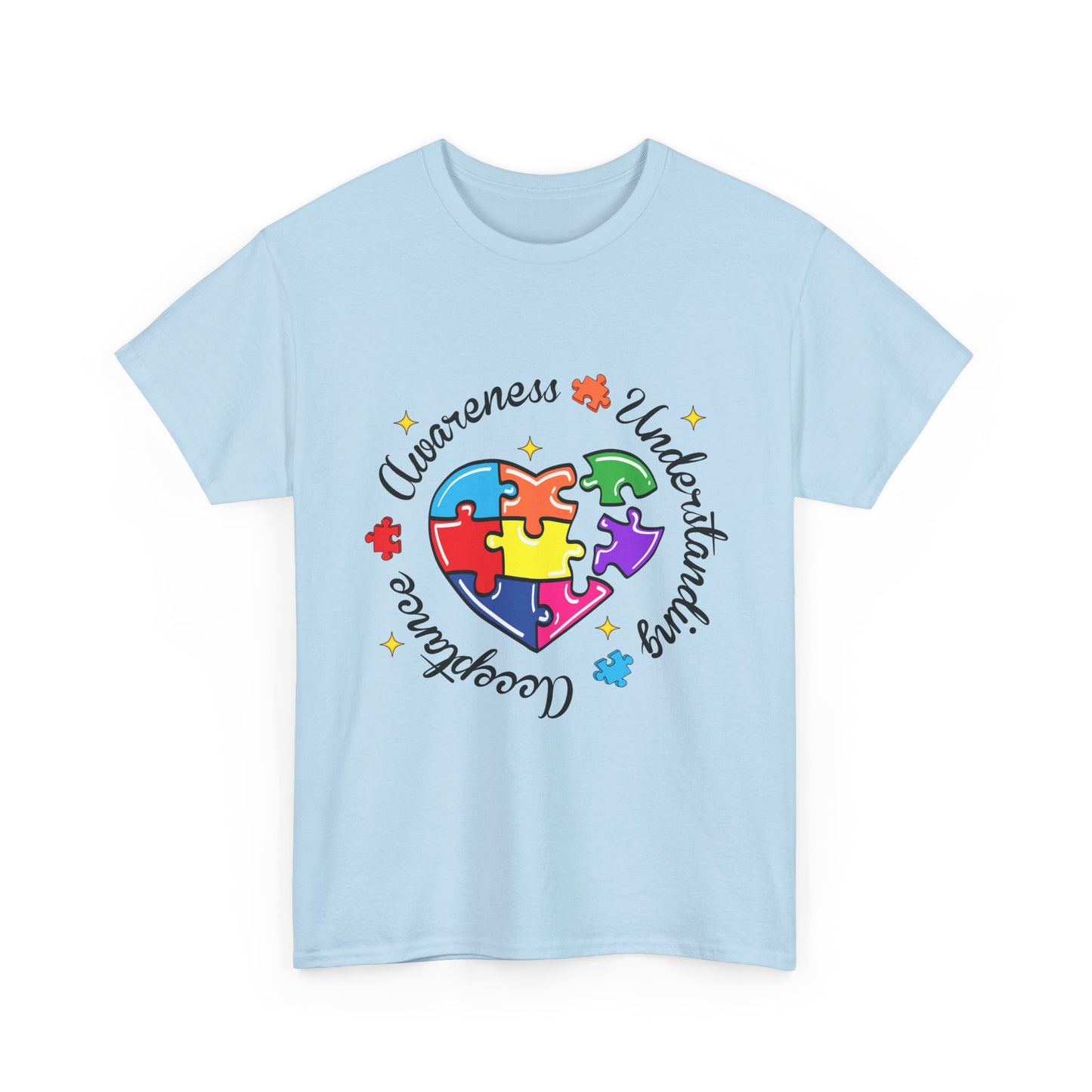 Autism Awareness Puzzle Heart T-Shirt – 'Awareness, Understanding, Acceptance'