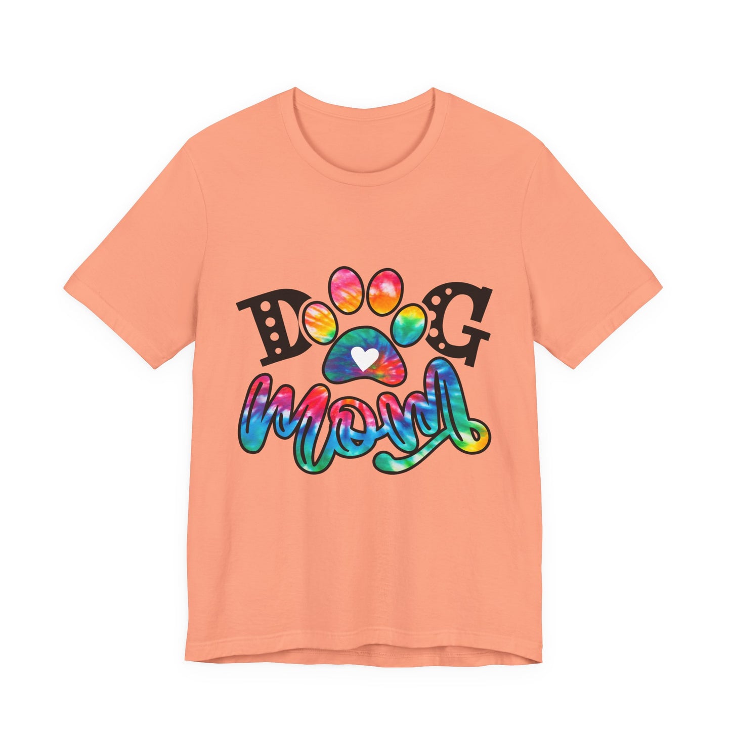 Dog Mom T-Shirt - Colorful Rainbow Paw Design
